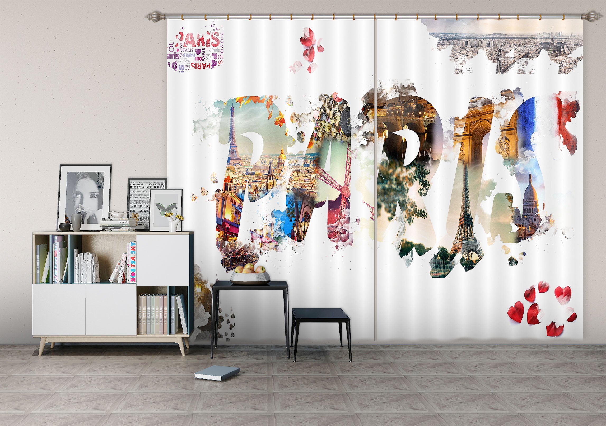 3D Color Paris 756 Curtains Drapes