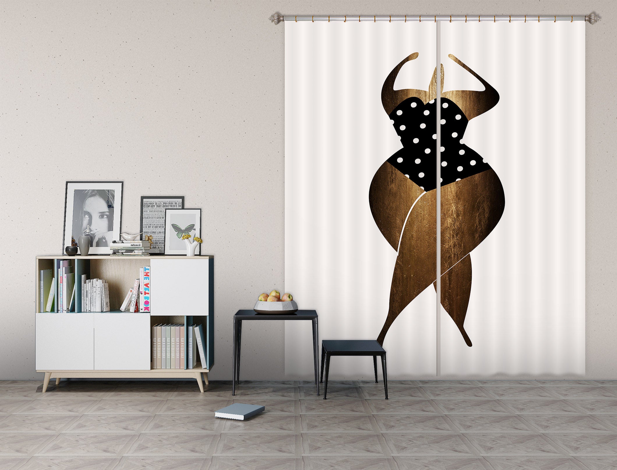 3D Woman Dancing 1031 Boris Draschoff Curtain Curtains Drapes