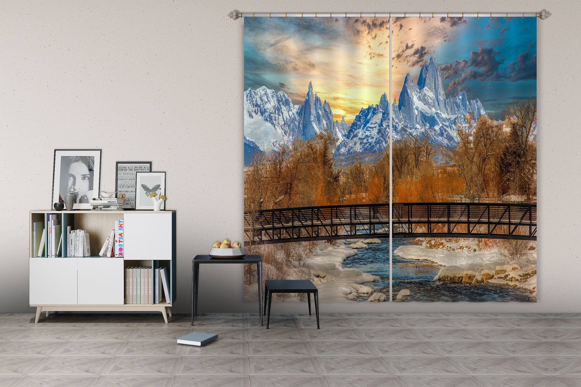 3D Snow Mountain 5367 Beth Sheridan Curtain Curtains Drapes