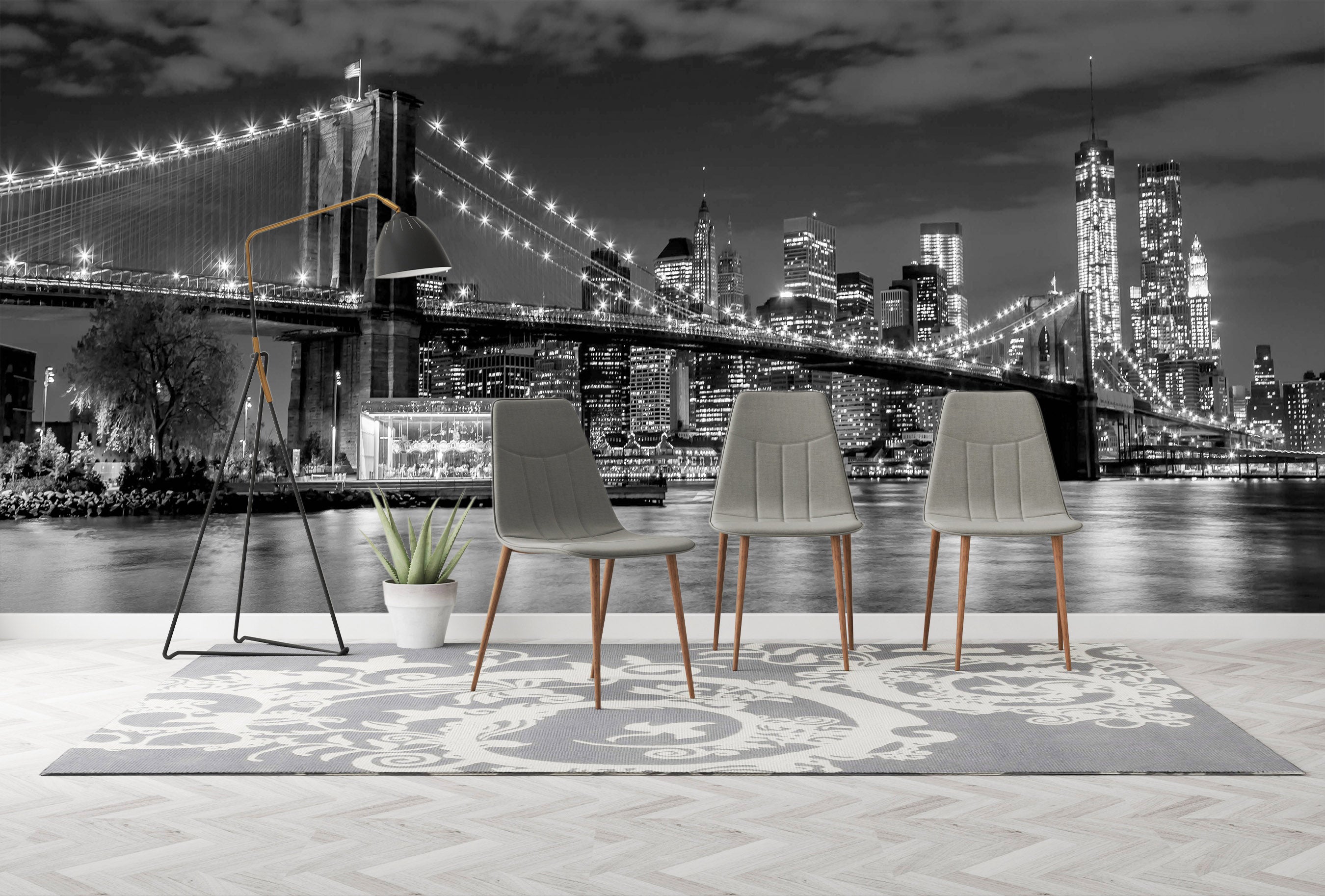 3D New York Bridge 1452 Wall Murals