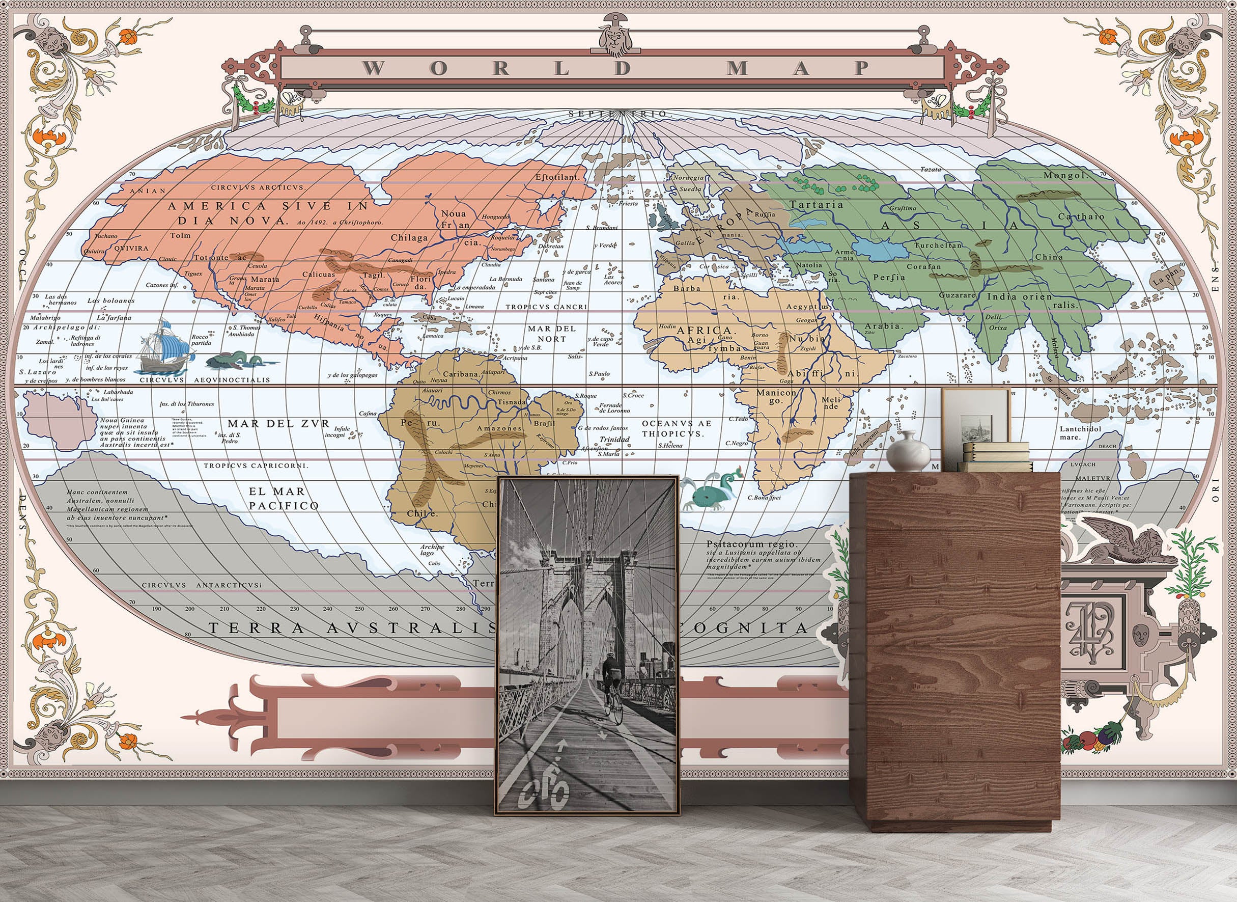 3D Color Pattern 2056 World Map Wall Murals