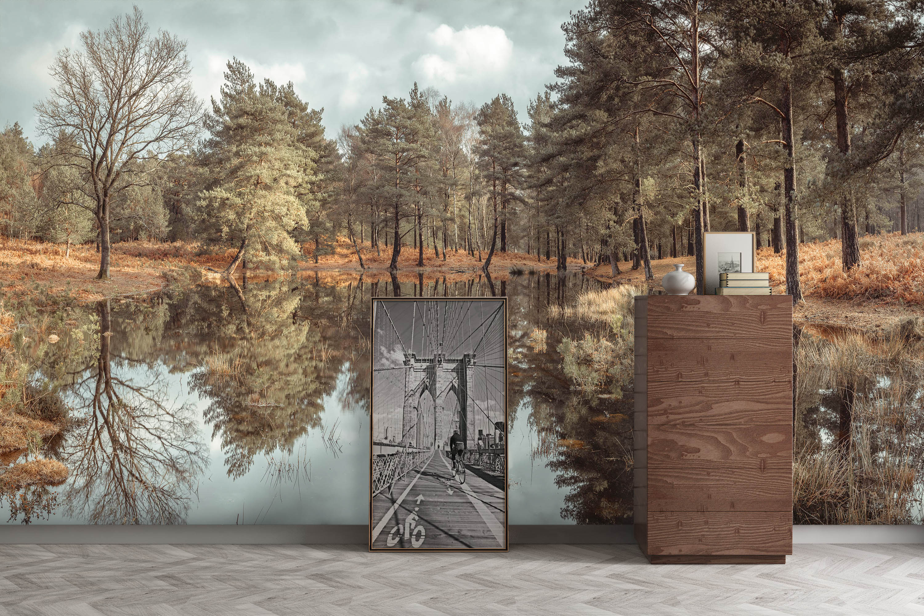 3D Lake Trees 6161 Assaf Frank Wall Mural Wall Murals