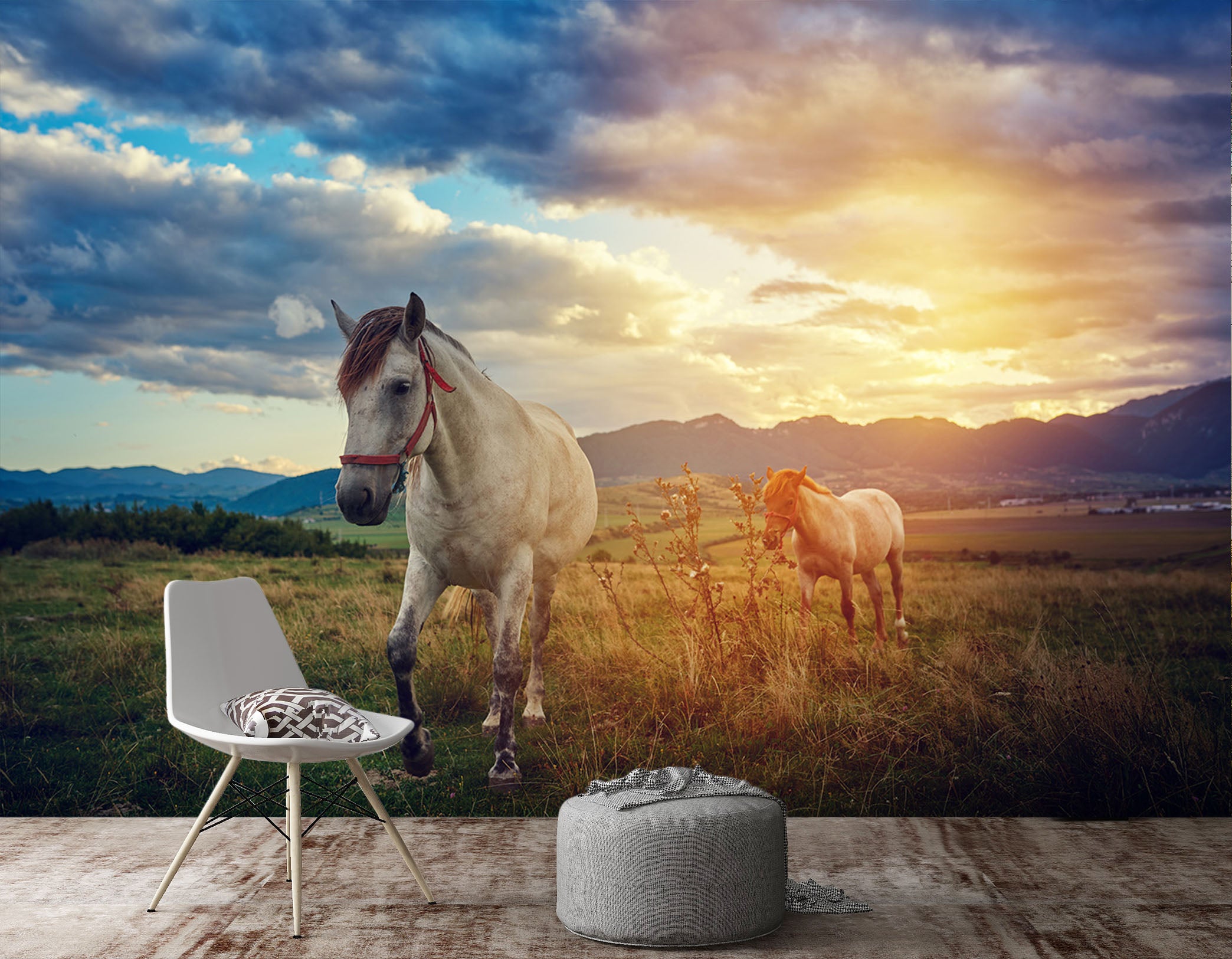 3D Sunset Horse 127 Wall Murals