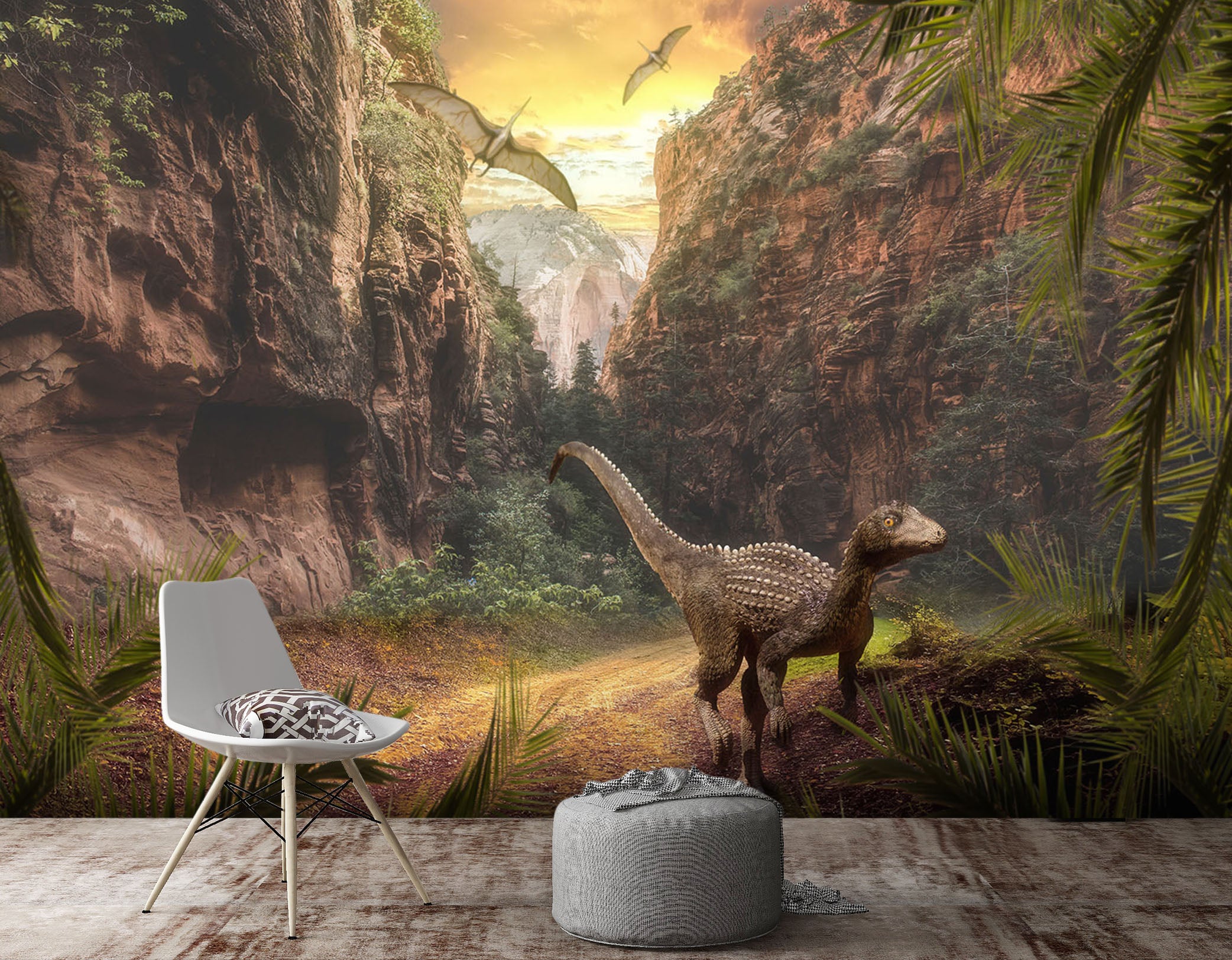 3D Dinosaur Mountain 208 Wall Murals