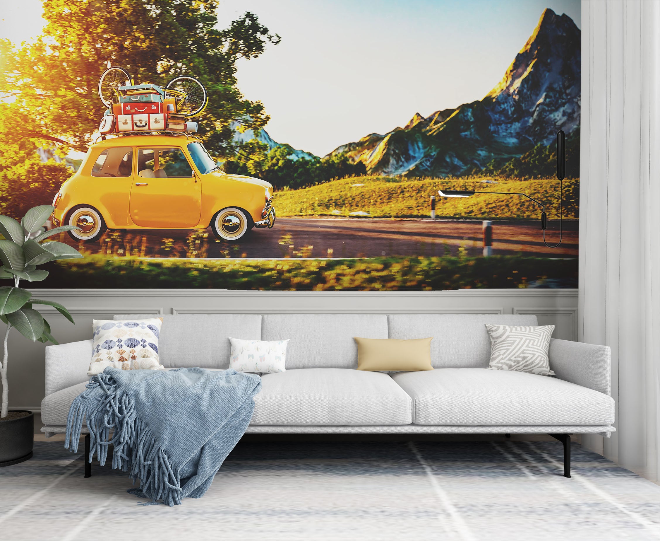 3D Self Driving Luggag 333 Vehicle Wall Murals