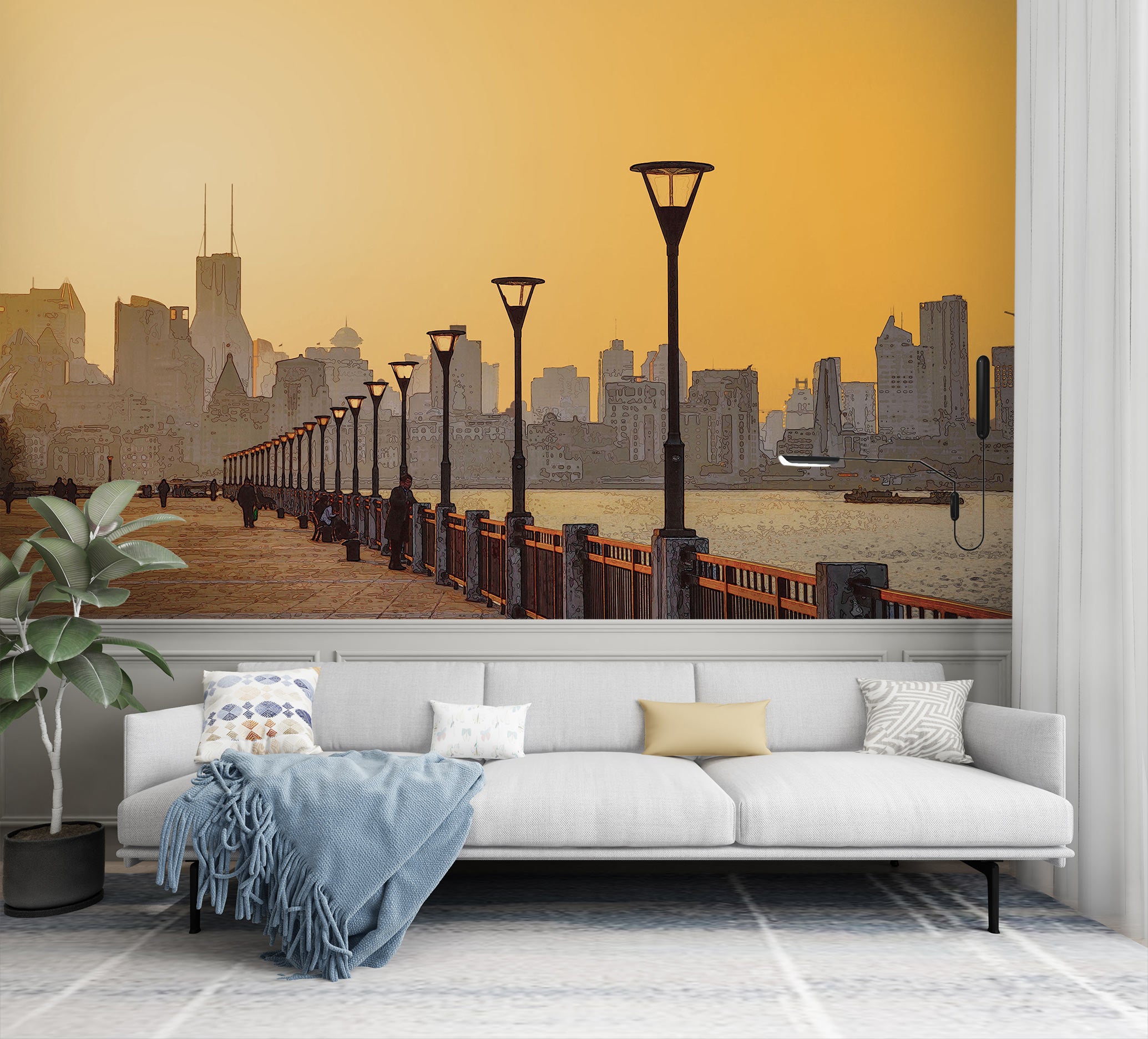 3D Building Riverside Street Light 9136 Alius Herb Wall Mural Wall Murals