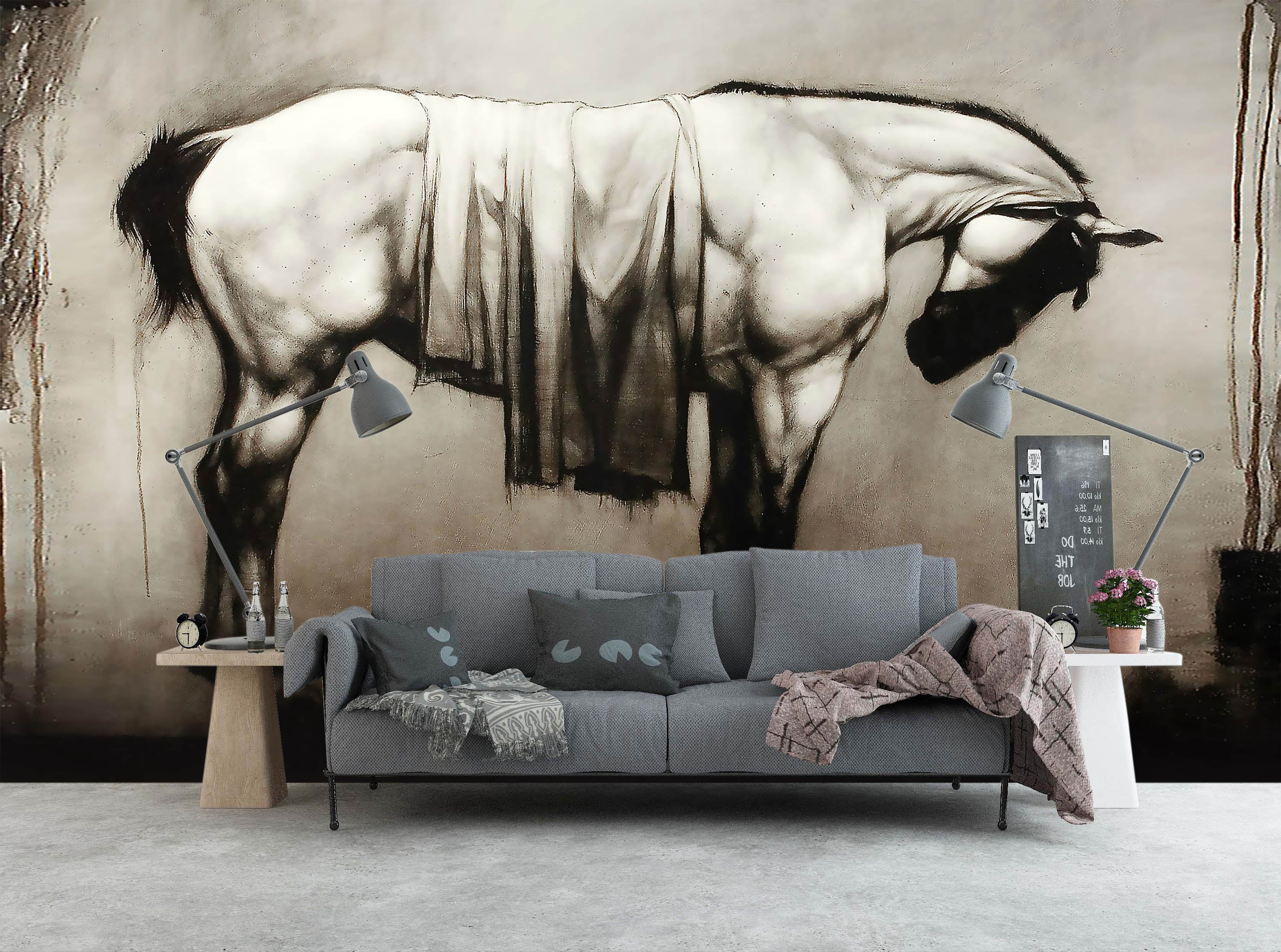 3D Sketch Horse 1414 Wall Murals
