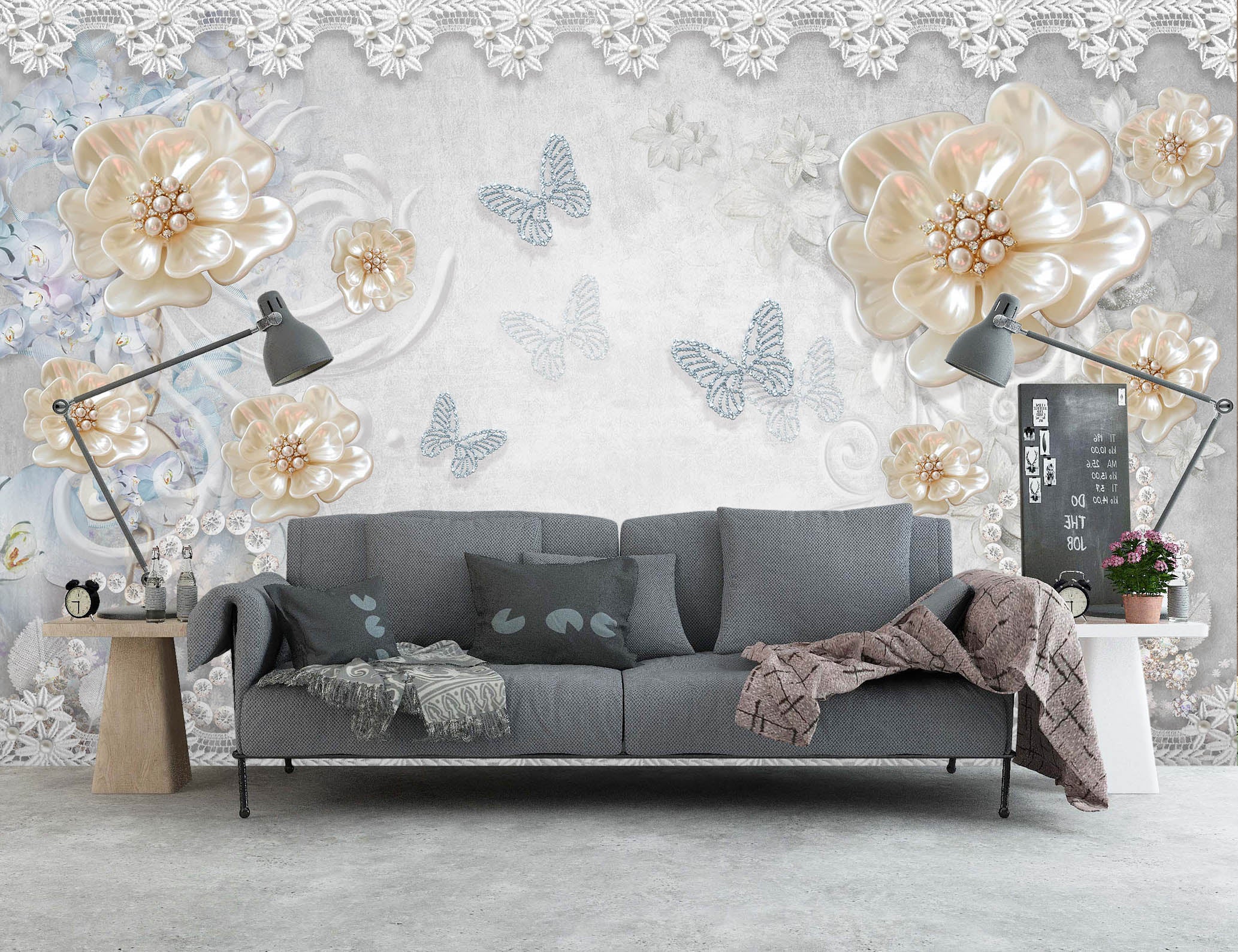 3D Butterfly Flower 1469 Wall Murals