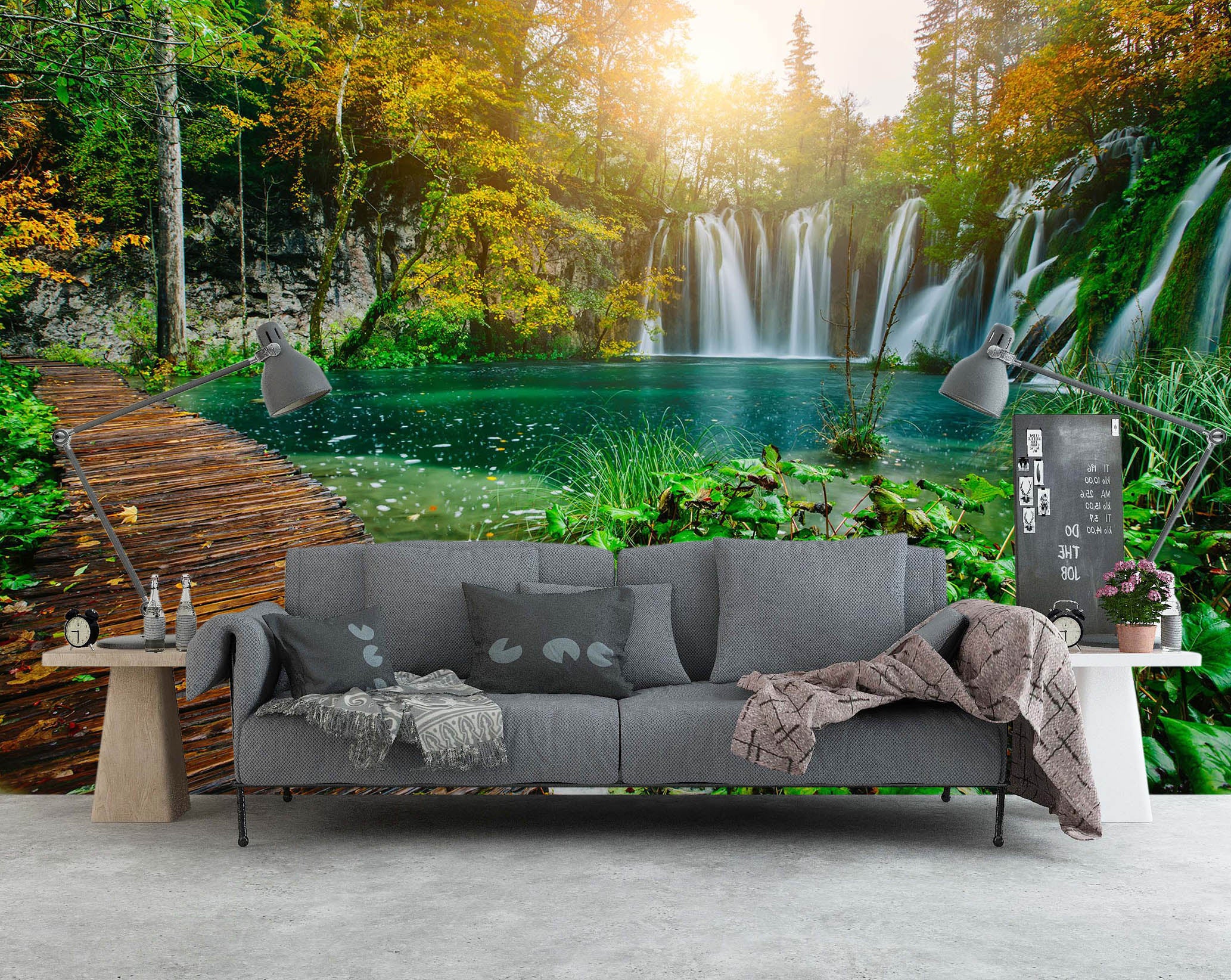 3D Waterfall Lake 1121 Wall Murals