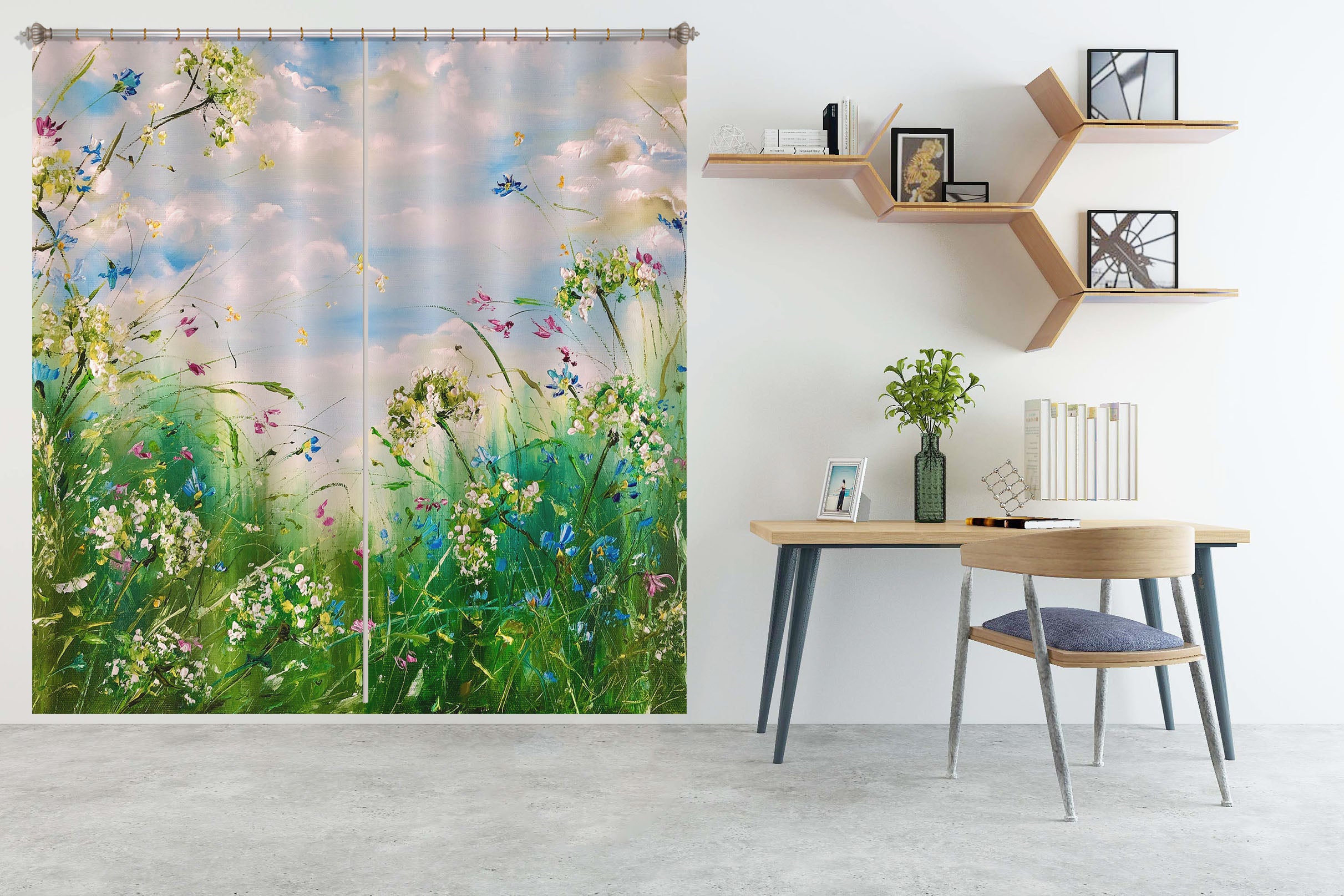 3D Wild Grass Flower 2355 Skromova Marina Curtain Curtains Drapes