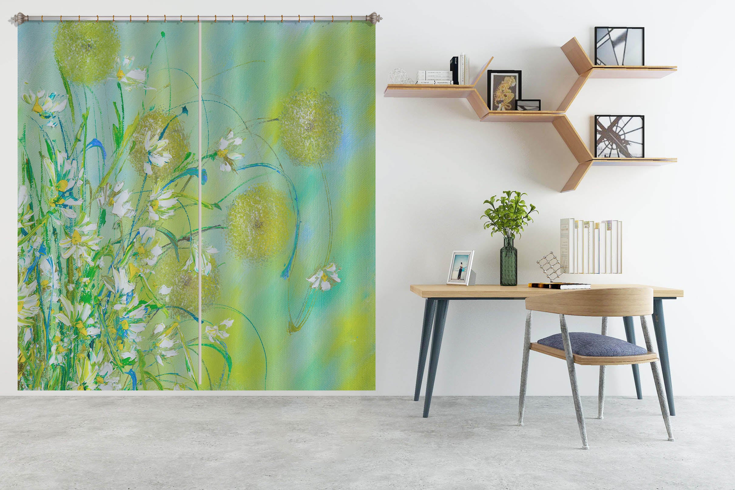 3D Green Flower Ball 2329 Skromova Marina Curtain Curtains Drapes