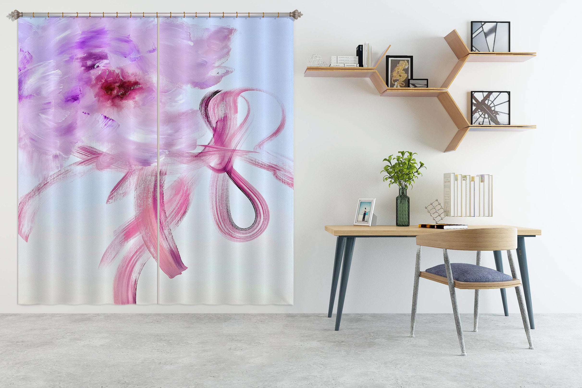 3D Pink Purple Flower 380 Skromova Marina Curtain Curtains Drapes