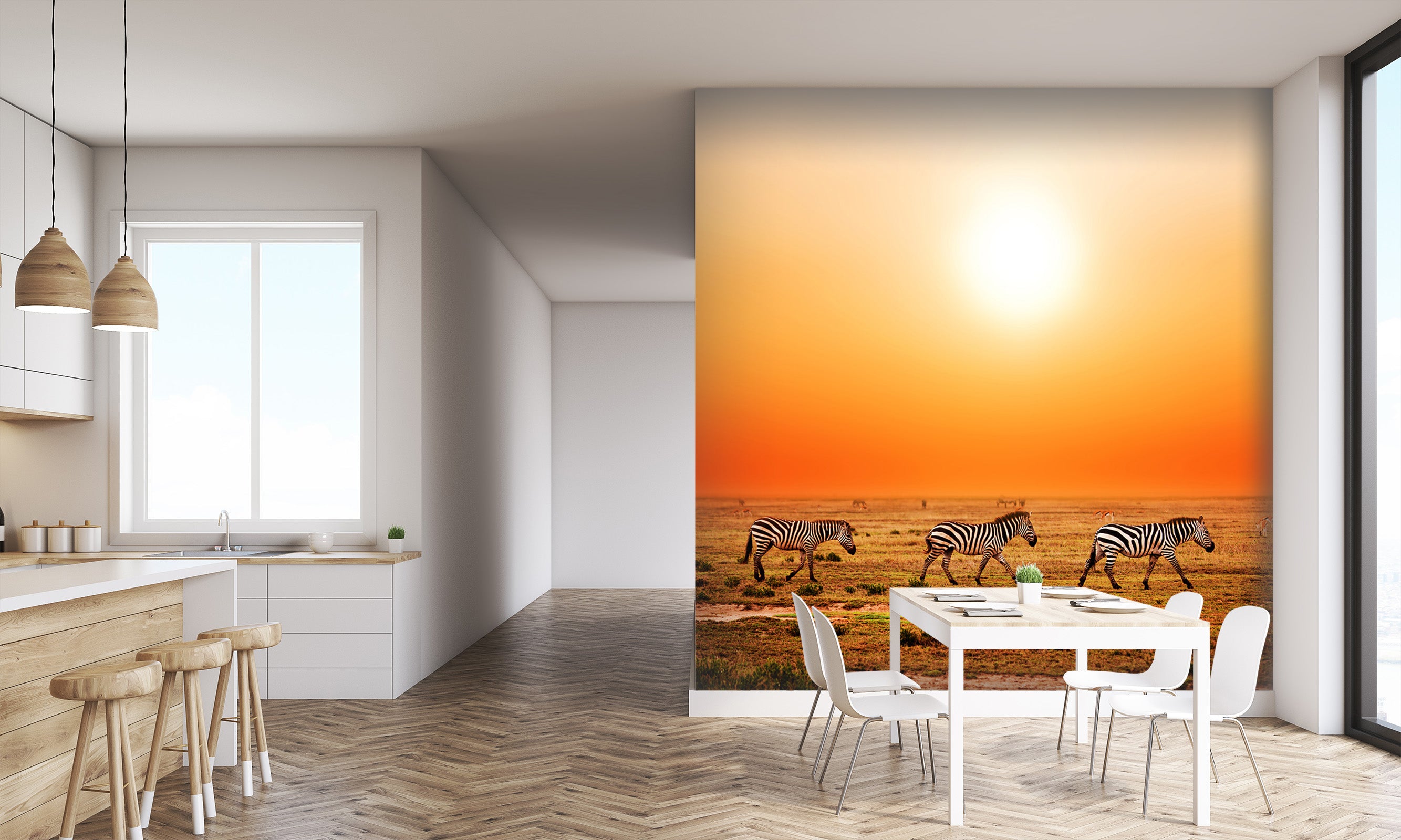 3D Sunset Zebra 246 Wall Murals