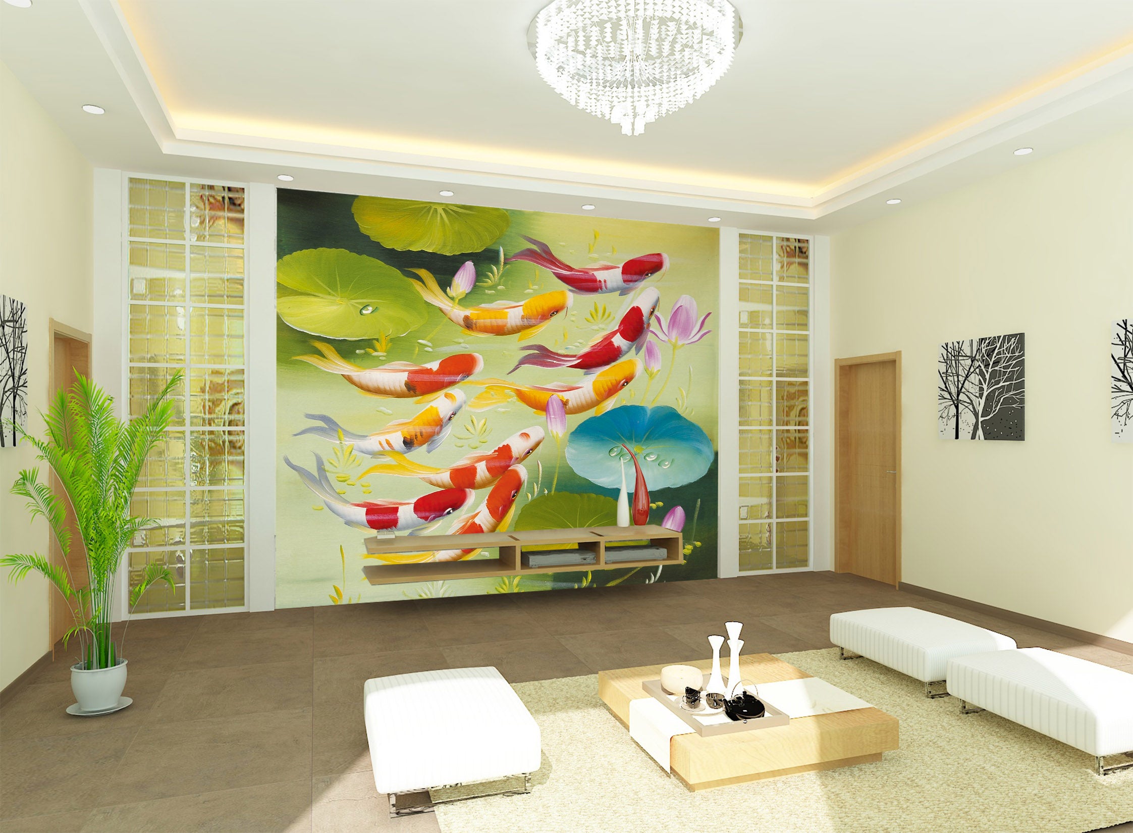 3D Goldfish Pond 1009 Wall Murals