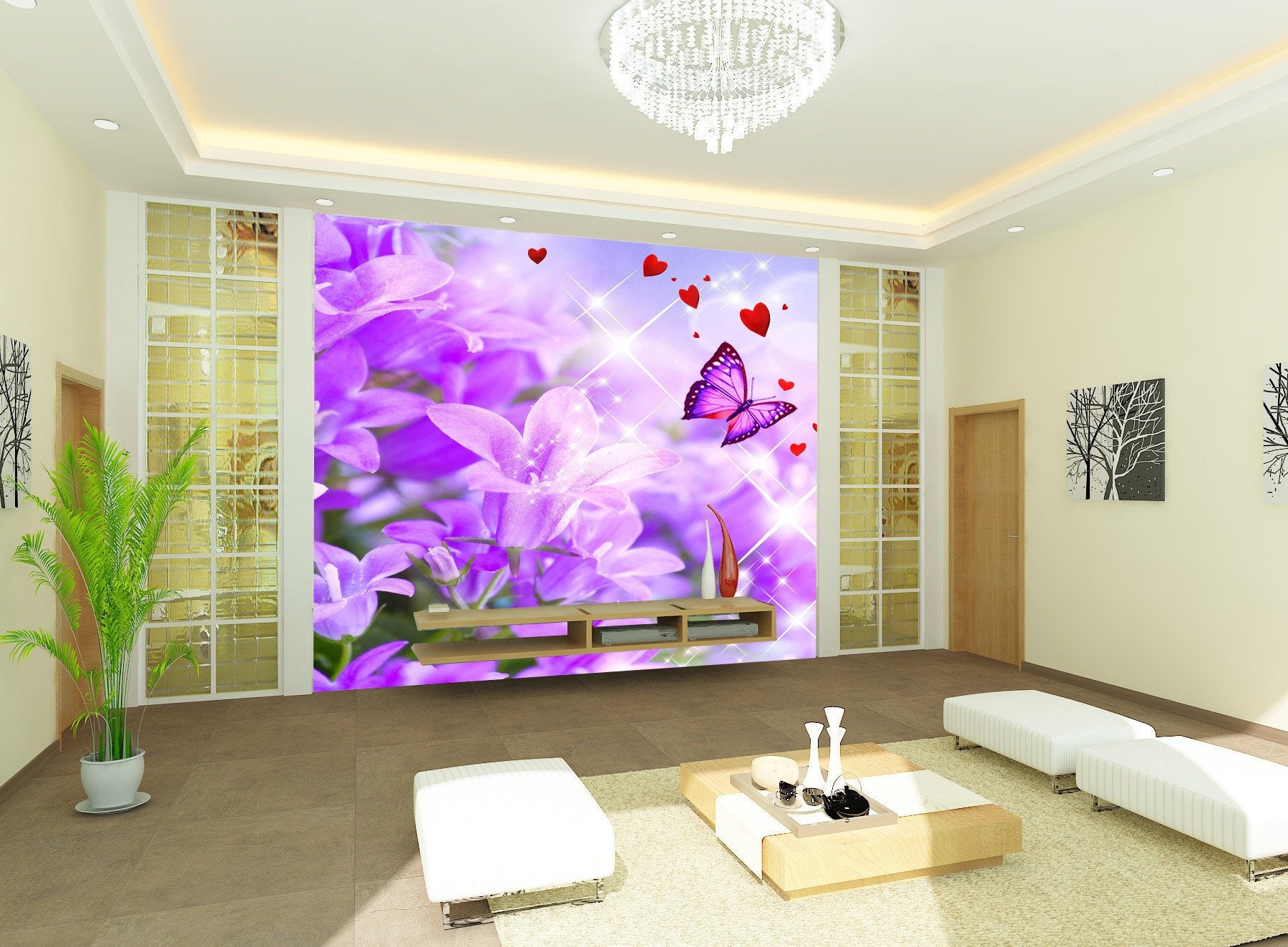 Fantasy Decor 3D Wallpaper Purple Flowers Butterfly TV Background Mural  Vibrant Colors, Realistic Design, Easy To Install, Perfect For Bedroom And  Living Room Decor. From Yunlin188, $29.15