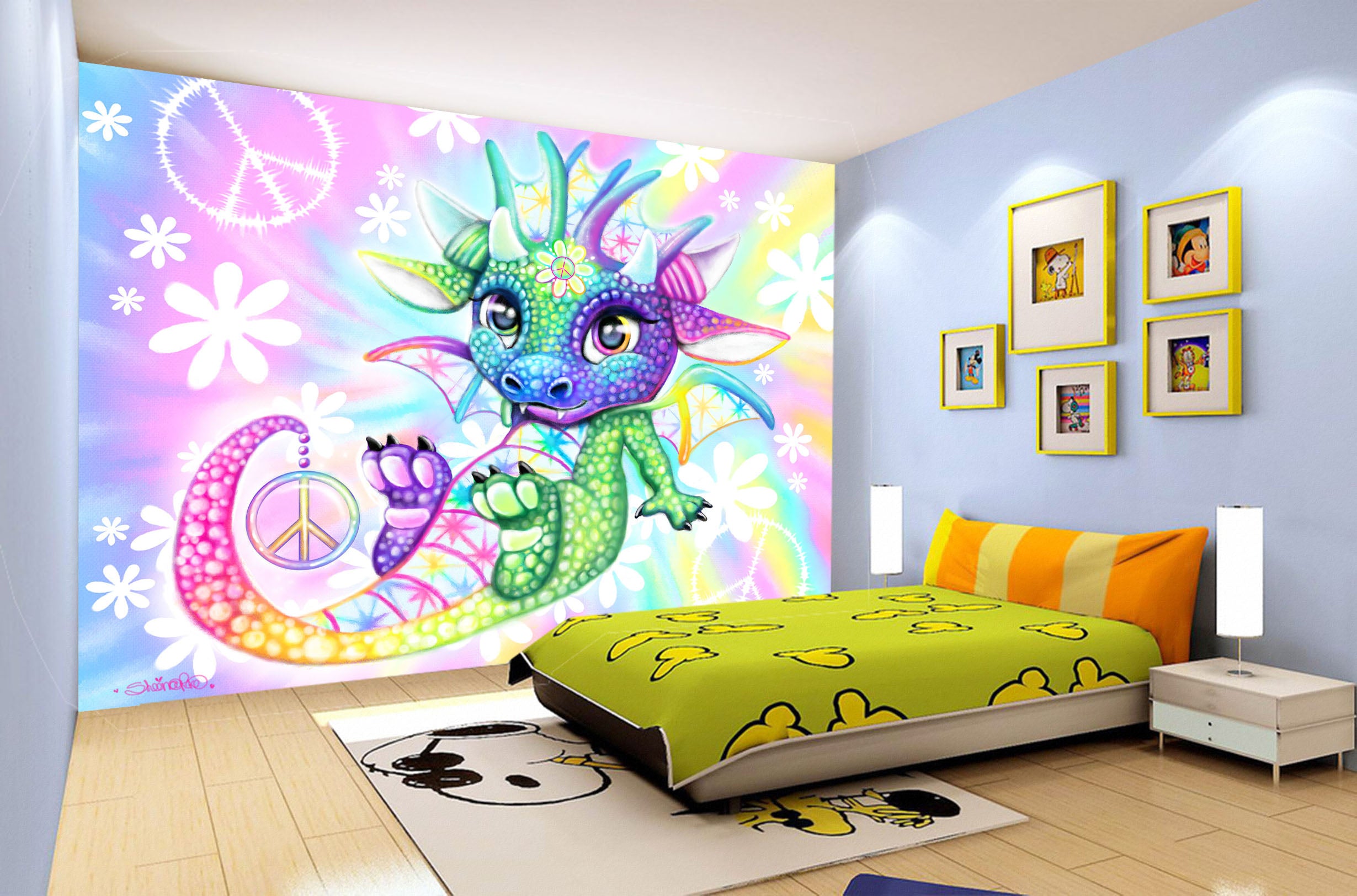 3D Colored Dragon Petals 8414 Sheena Pike Wall Mural Wall Murals