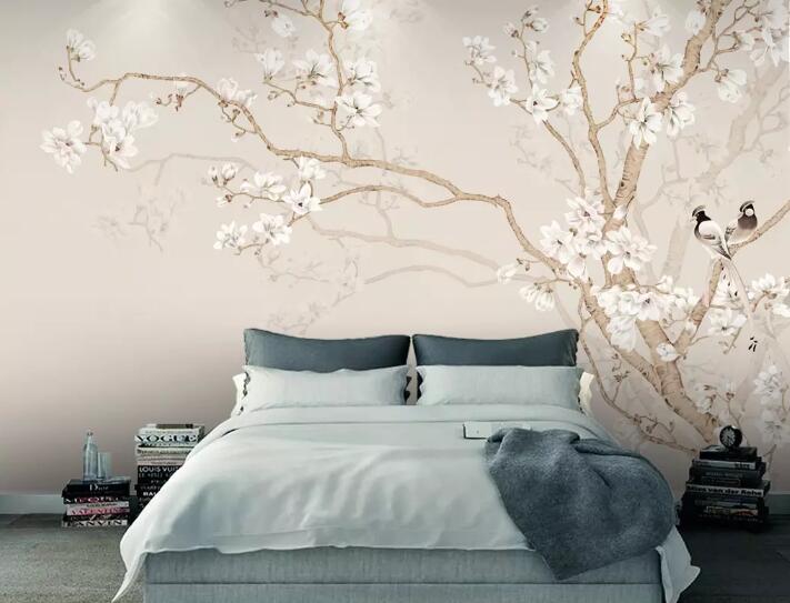 3D White Plum Bird WG620 Wall Murals