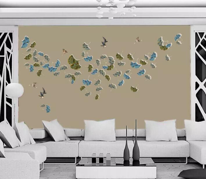 3D Swallow Leaves WG860 Wall Murals