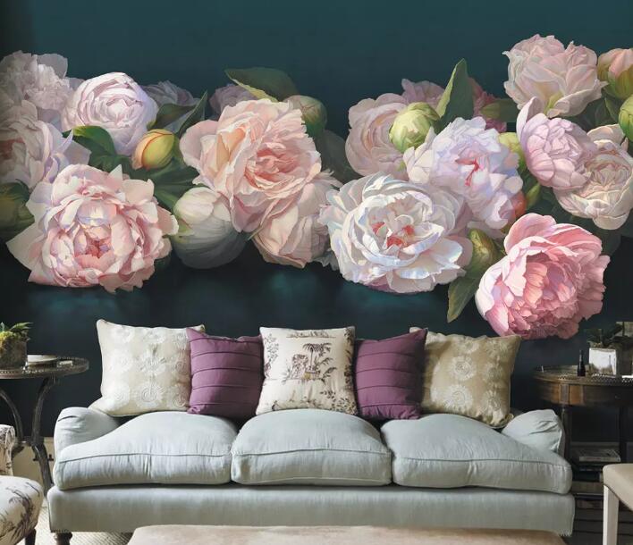 3D Pink Roses Placed WG1073 Wall Murals