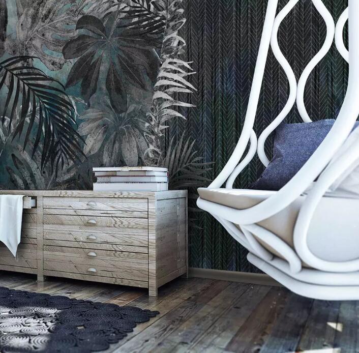 3D Black Leaves WG1031 Wall Murals