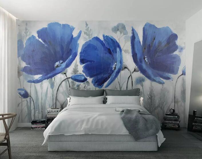 3D Blue Flower WG503 Wall Murals