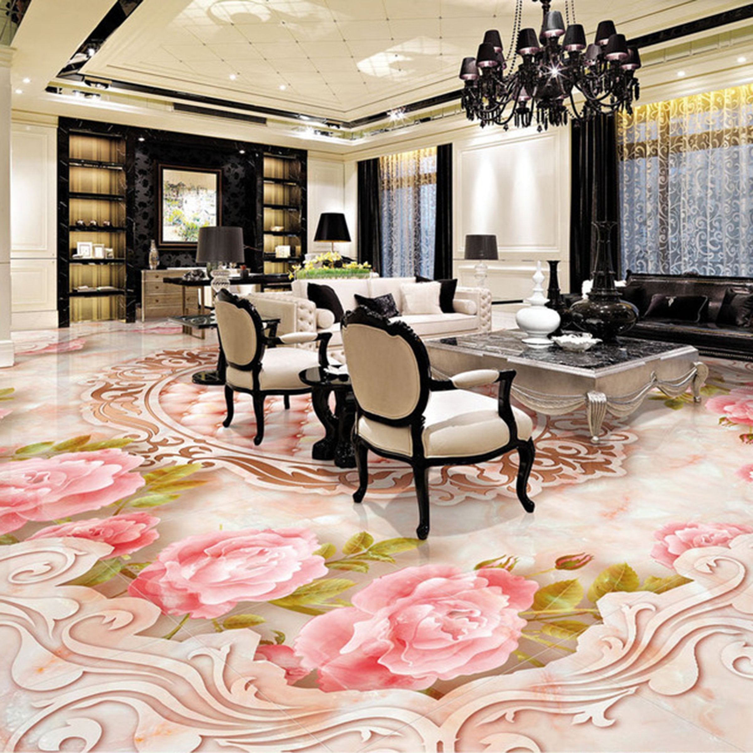 3D Pink Flowers WG031 Floor Mural Wallpaper AJ Wallpaper 2 