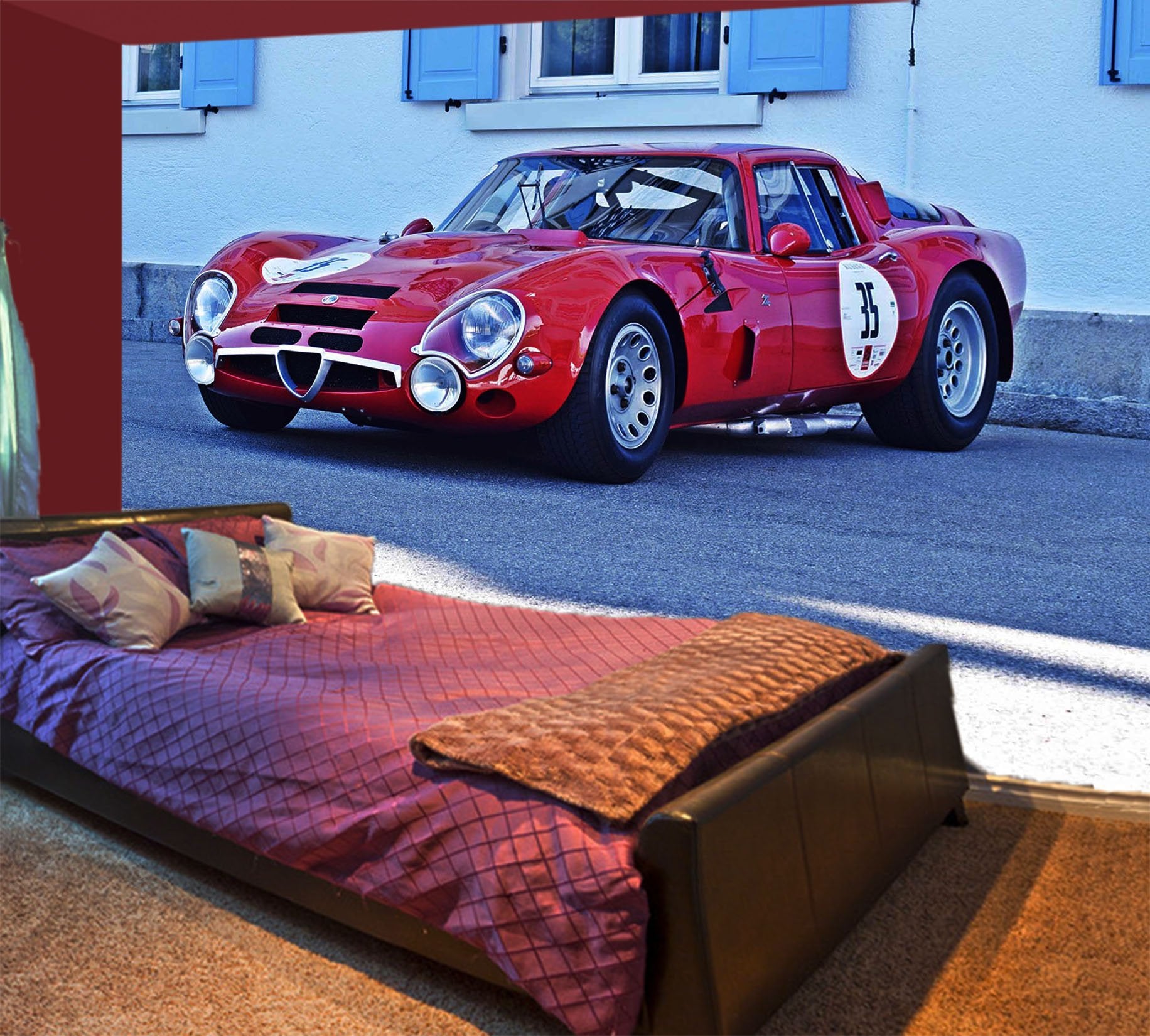 3D Alfa Romeo Red 898 Vehicle Wall Murals Wallpaper AJ Wallpaper 2 