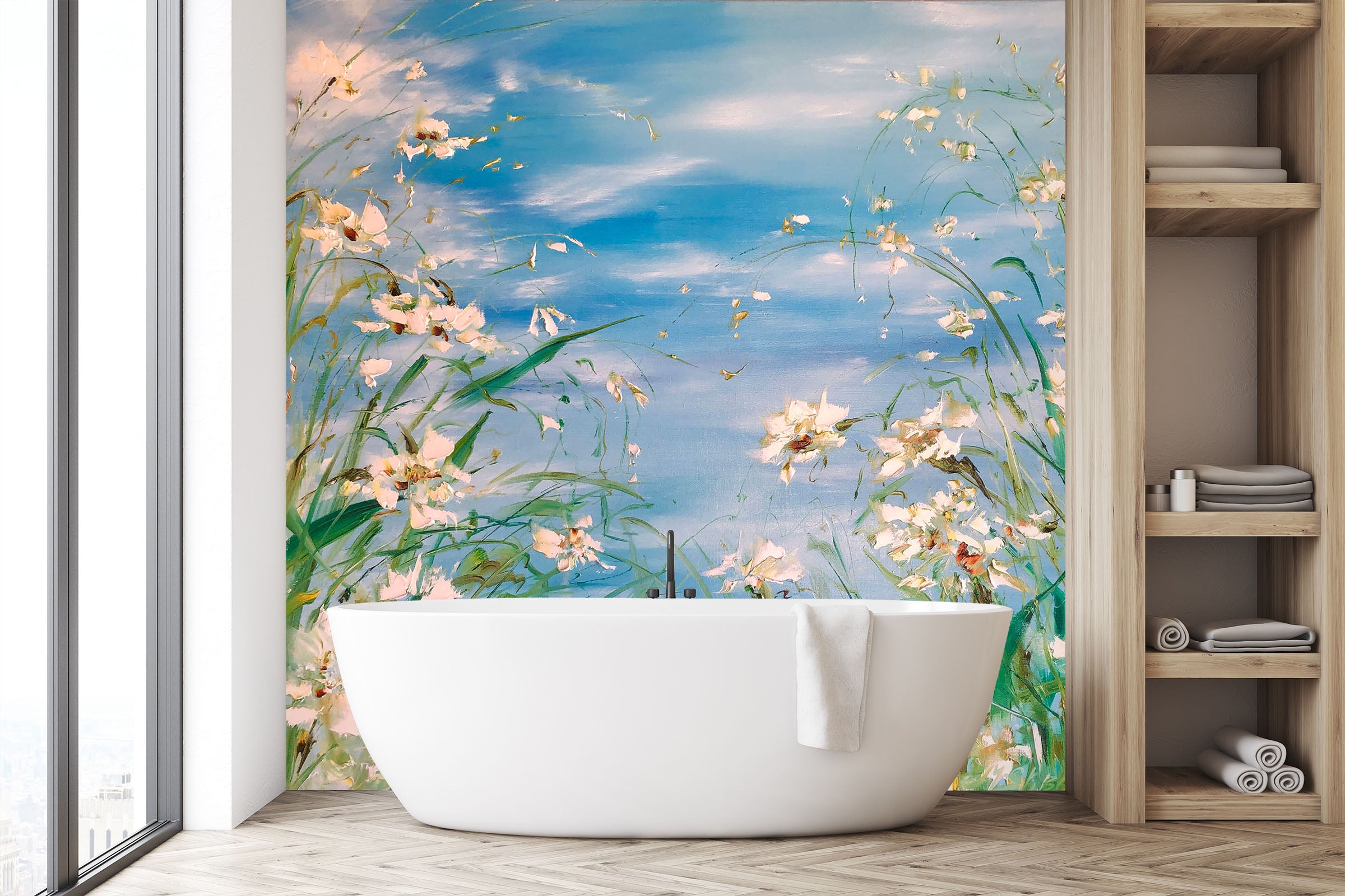 3D White Flower Grass 233 Skromova Marina Wall Mural Wall Murals