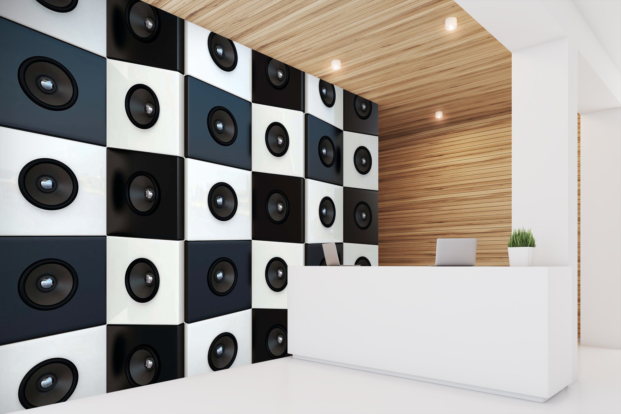 3D White Sound 002 Wall Murals