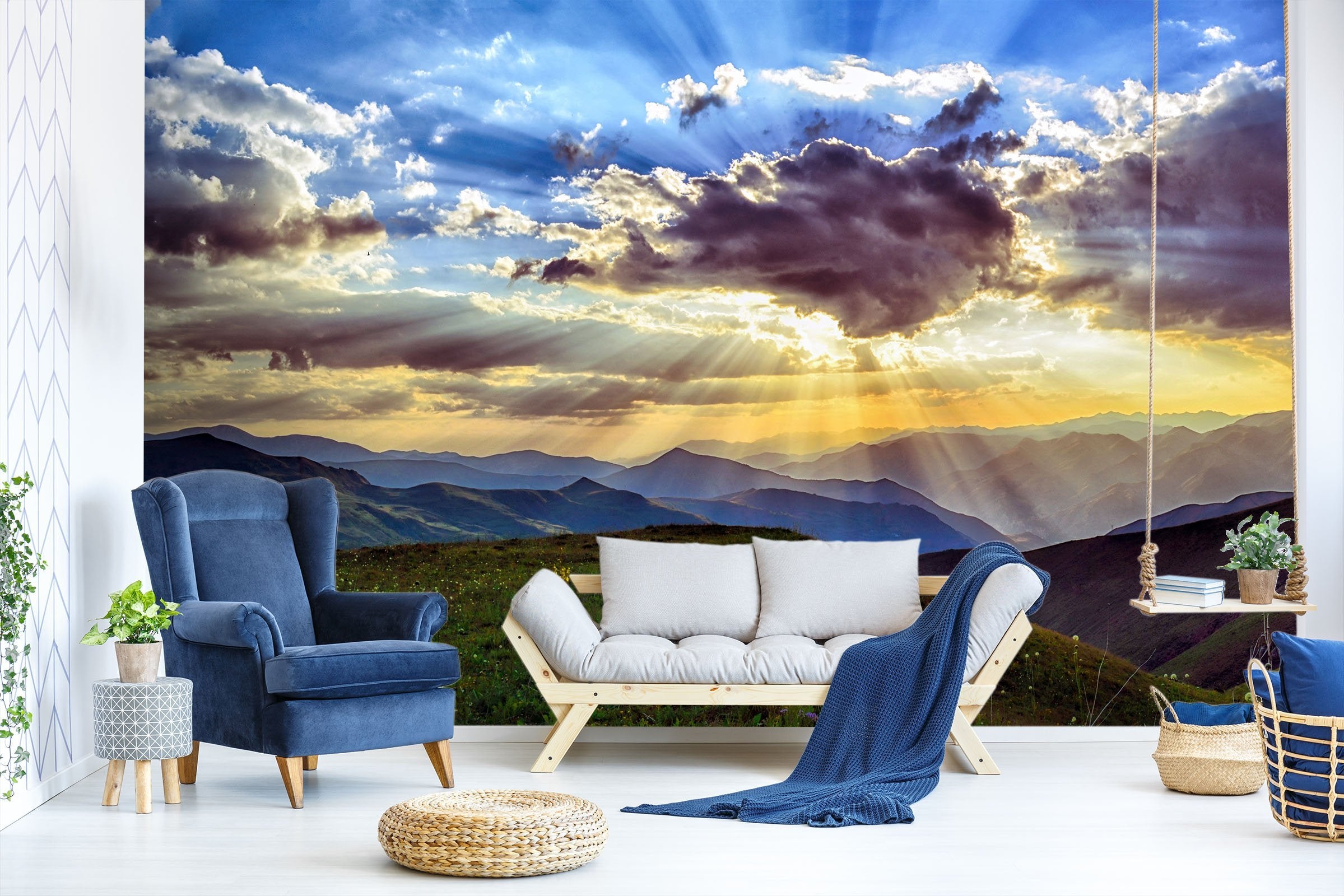 3D Sunny Mountain View Flower 727 Wallpaper AJ Wallpaper 