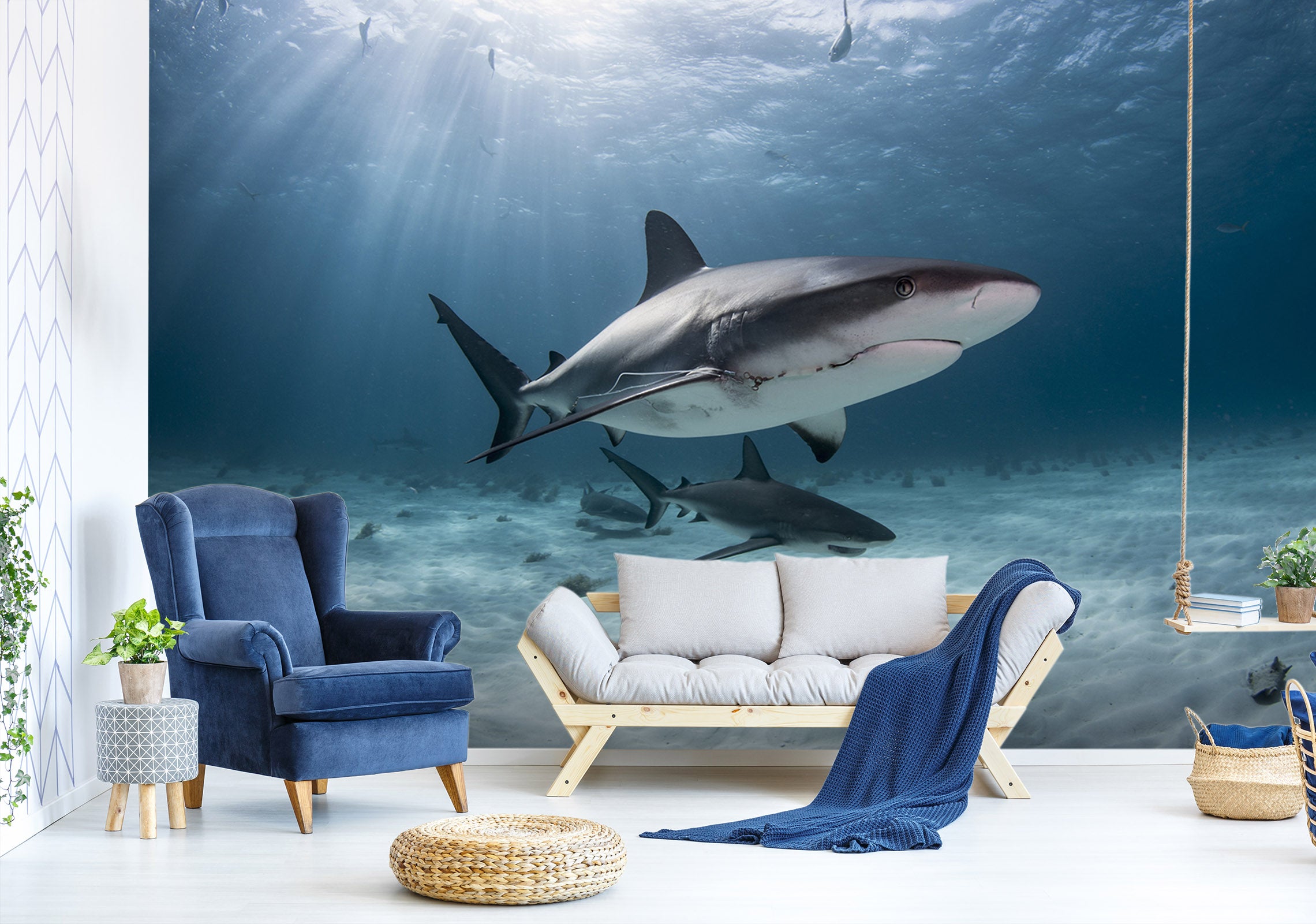 3D Submarine Shark 223 Wall Murals