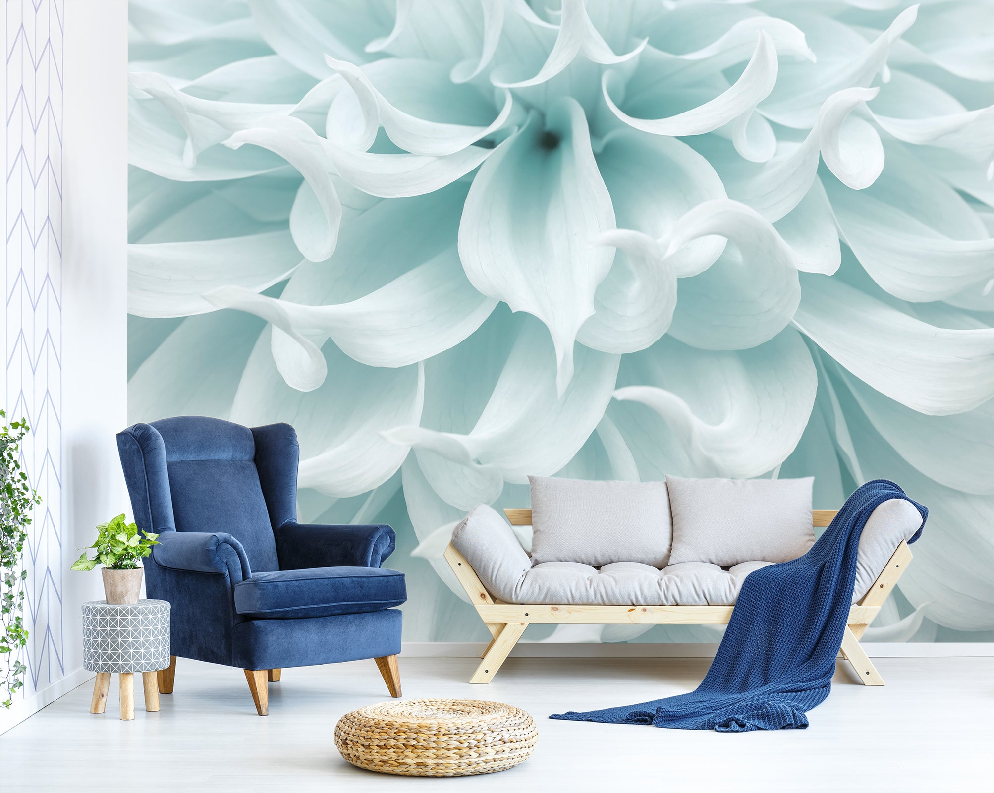 3D Light Blue Flower 6187 Assaf Frank Wall Mural Wall Murals