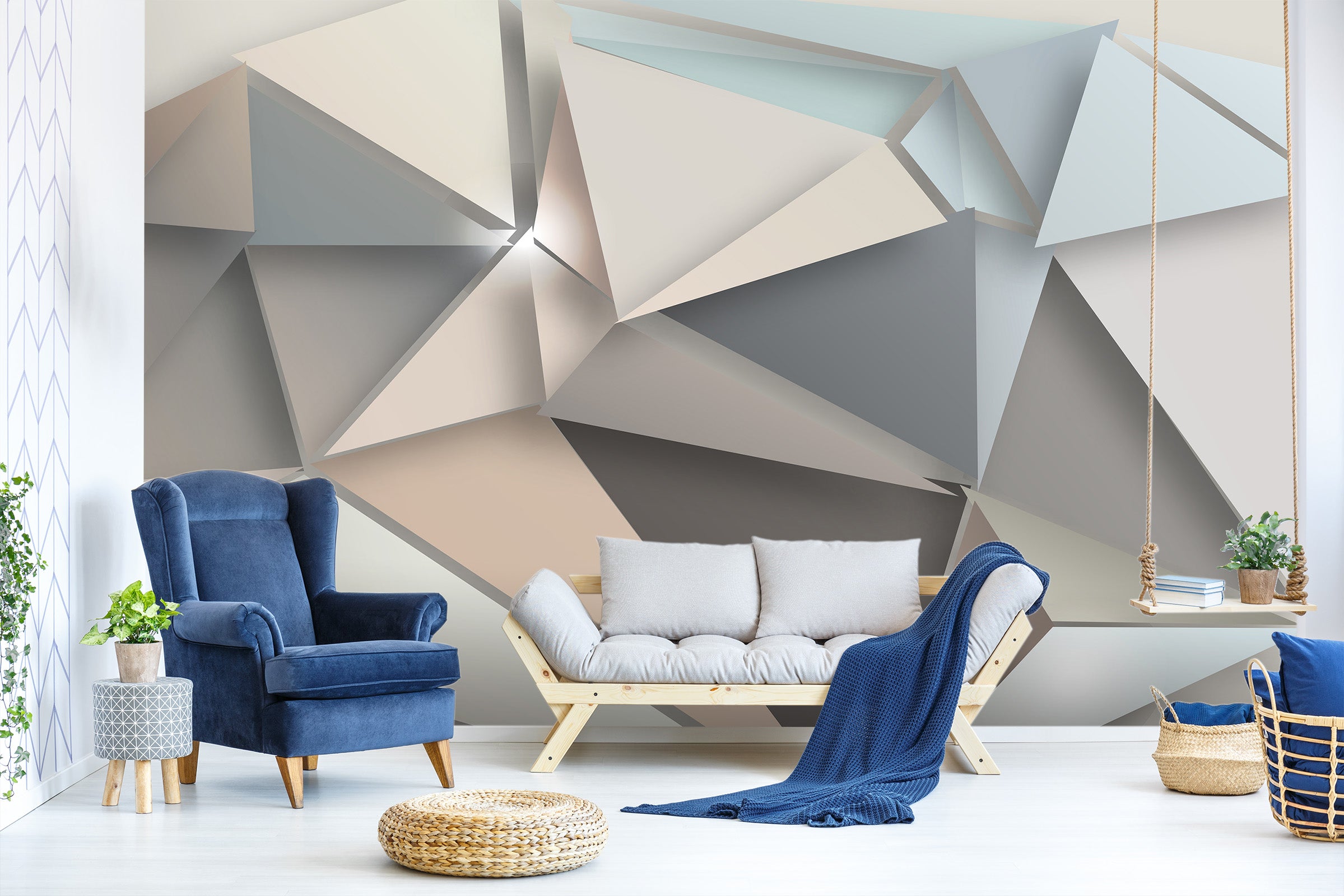 3D Triangle Patchwork 1451 Wall Murals