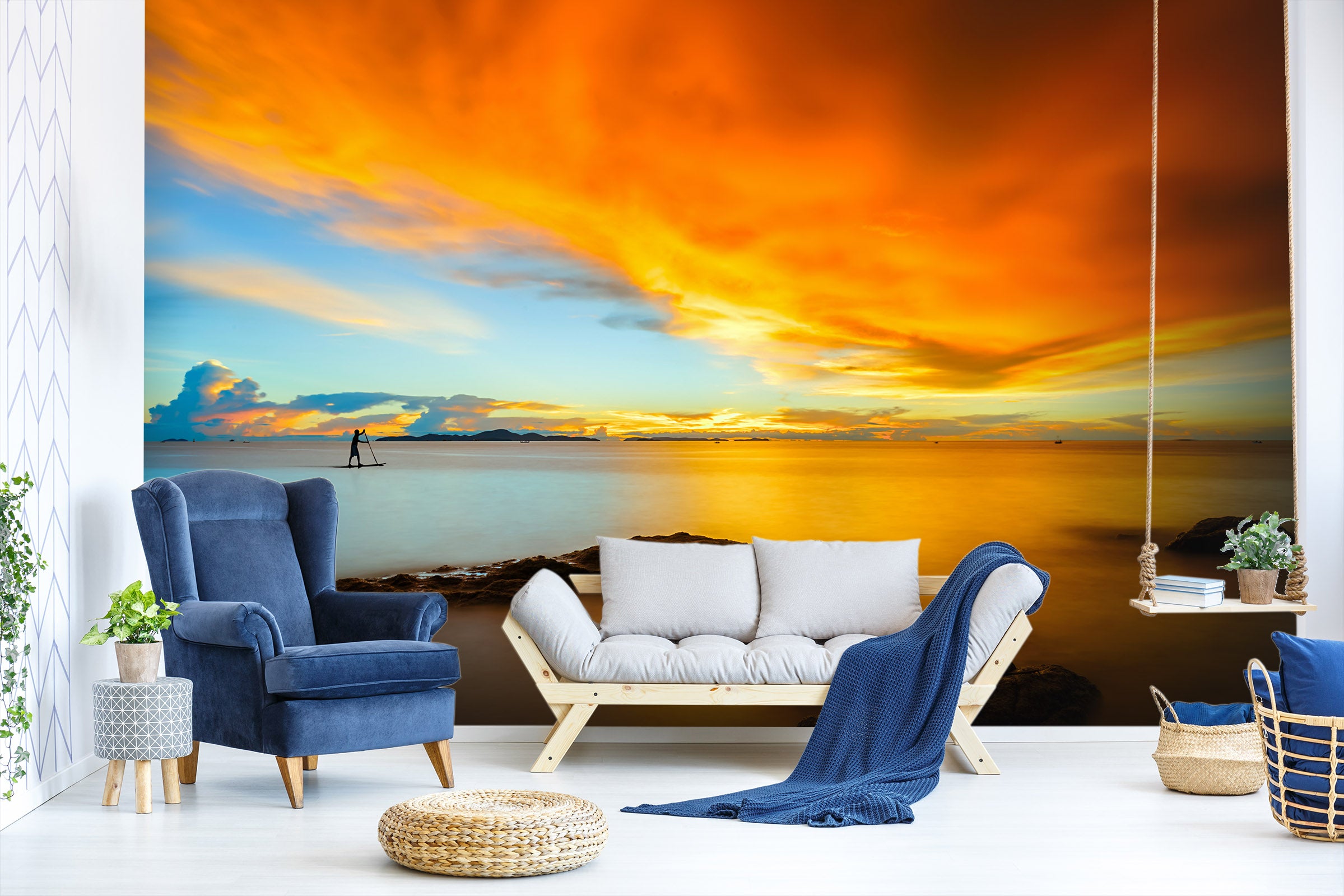 3D Sunset Evening Sea 38 Wall Murals