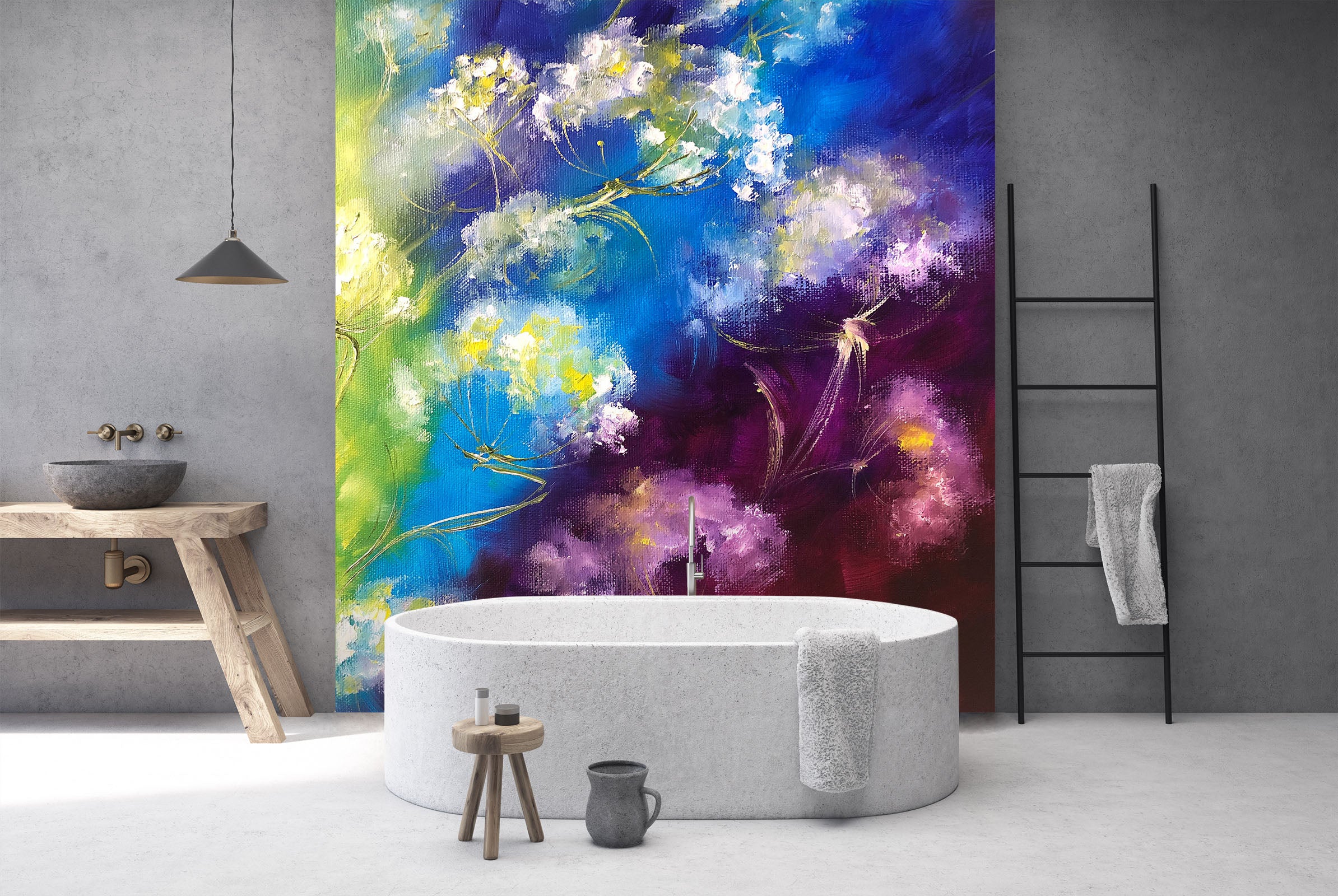 3D Purple Blue Flower 307 Skromova Marina Wall Mural Wall Murals