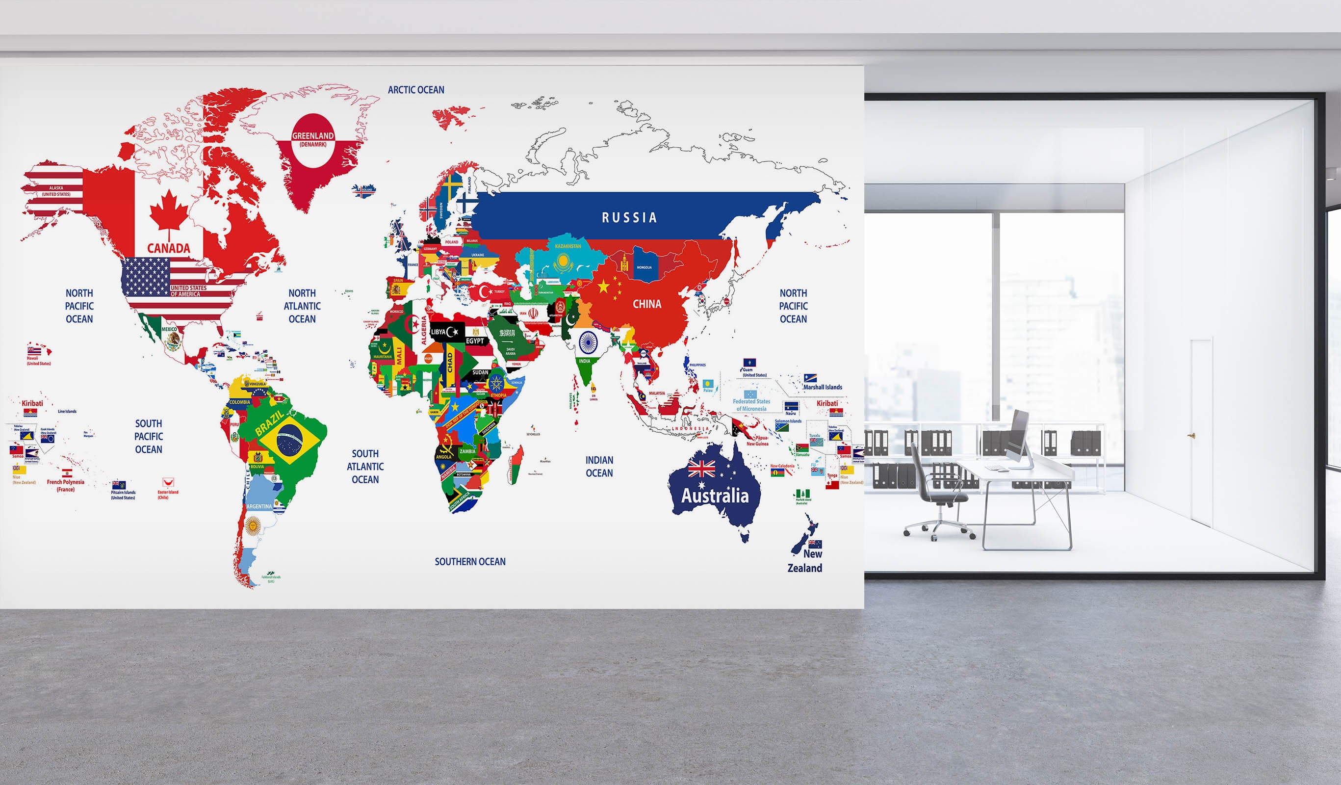 3D Color Graffiti 2130 World Map Wall Murals