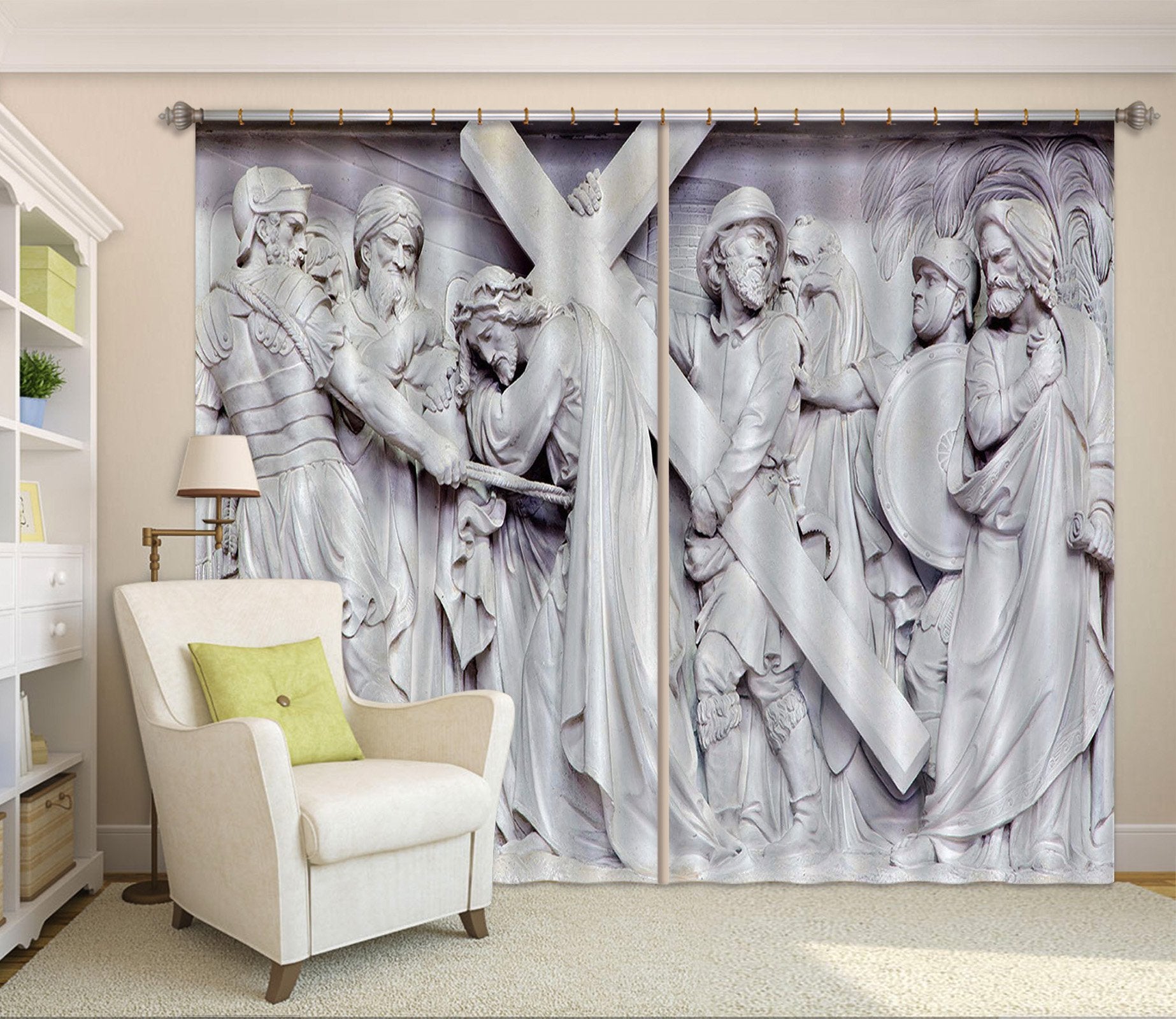 3D Resistance Cross 007 Curtains Drapes Curtains AJ Creativity Home 