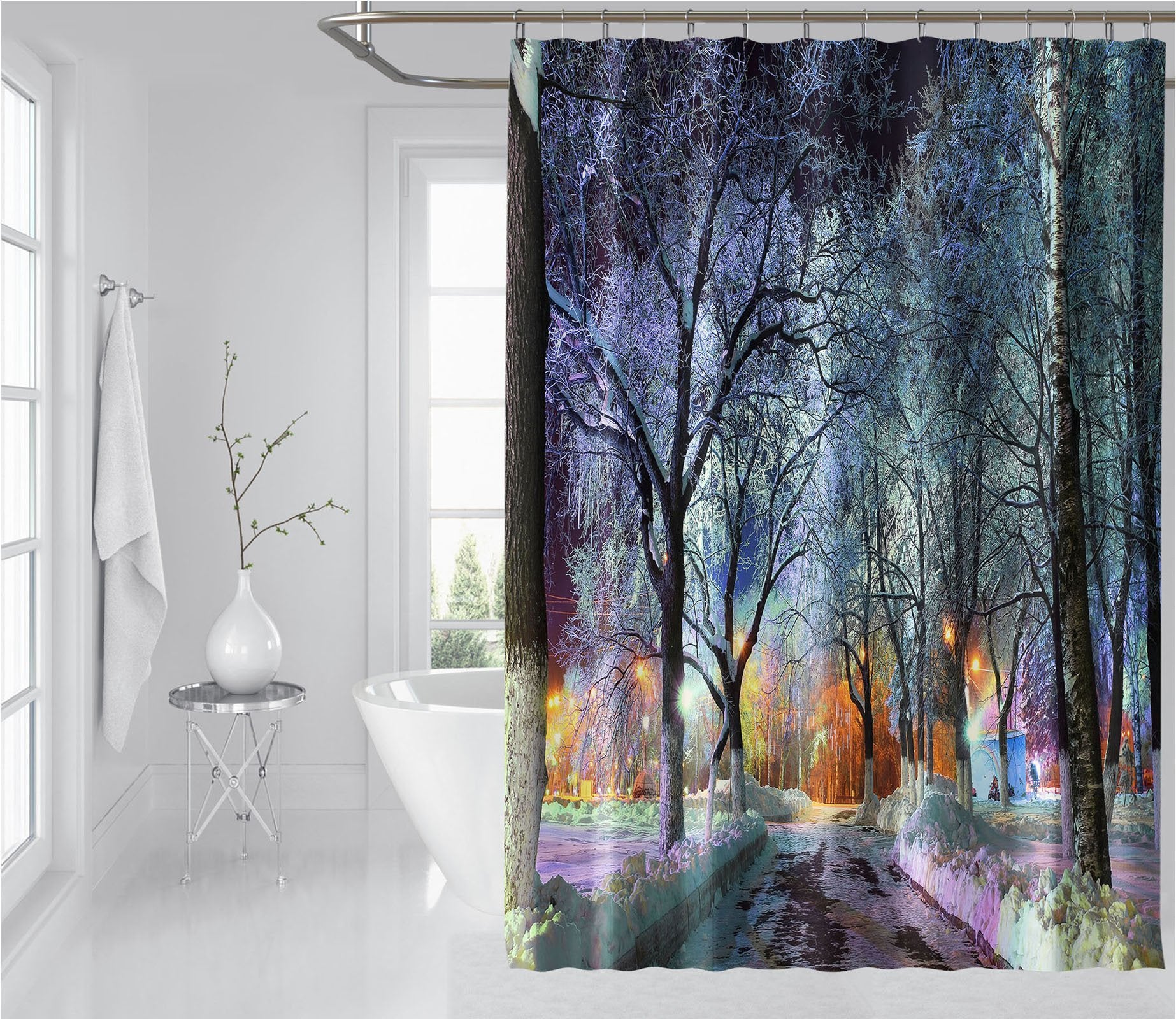 3D Park Snow 042 Shower Curtain 3D Shower Curtain AJ Creativity Home 