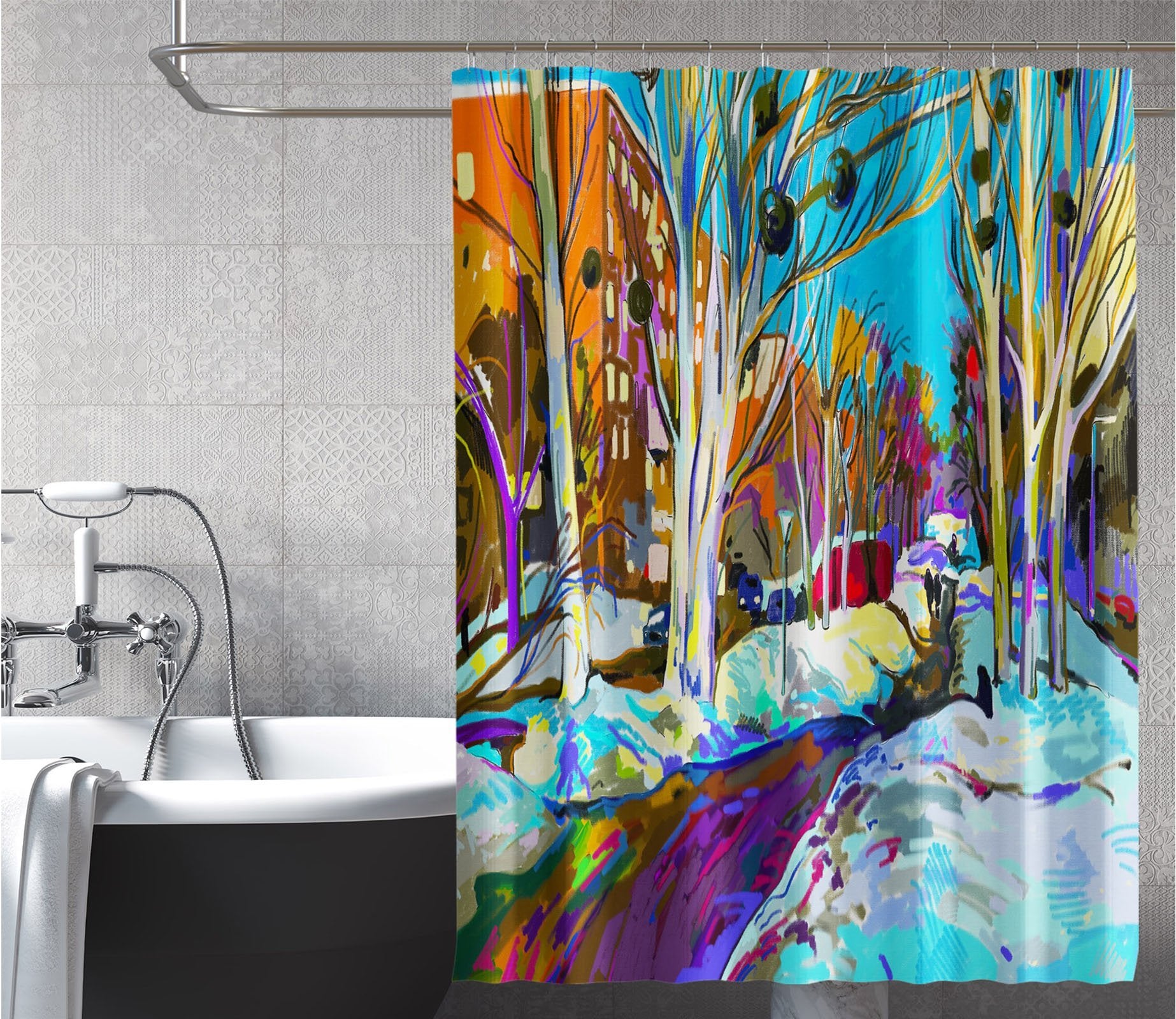 3D Colorful Graffiti 043 Shower Curtain 3D Shower Curtain AJ Creativity Home 