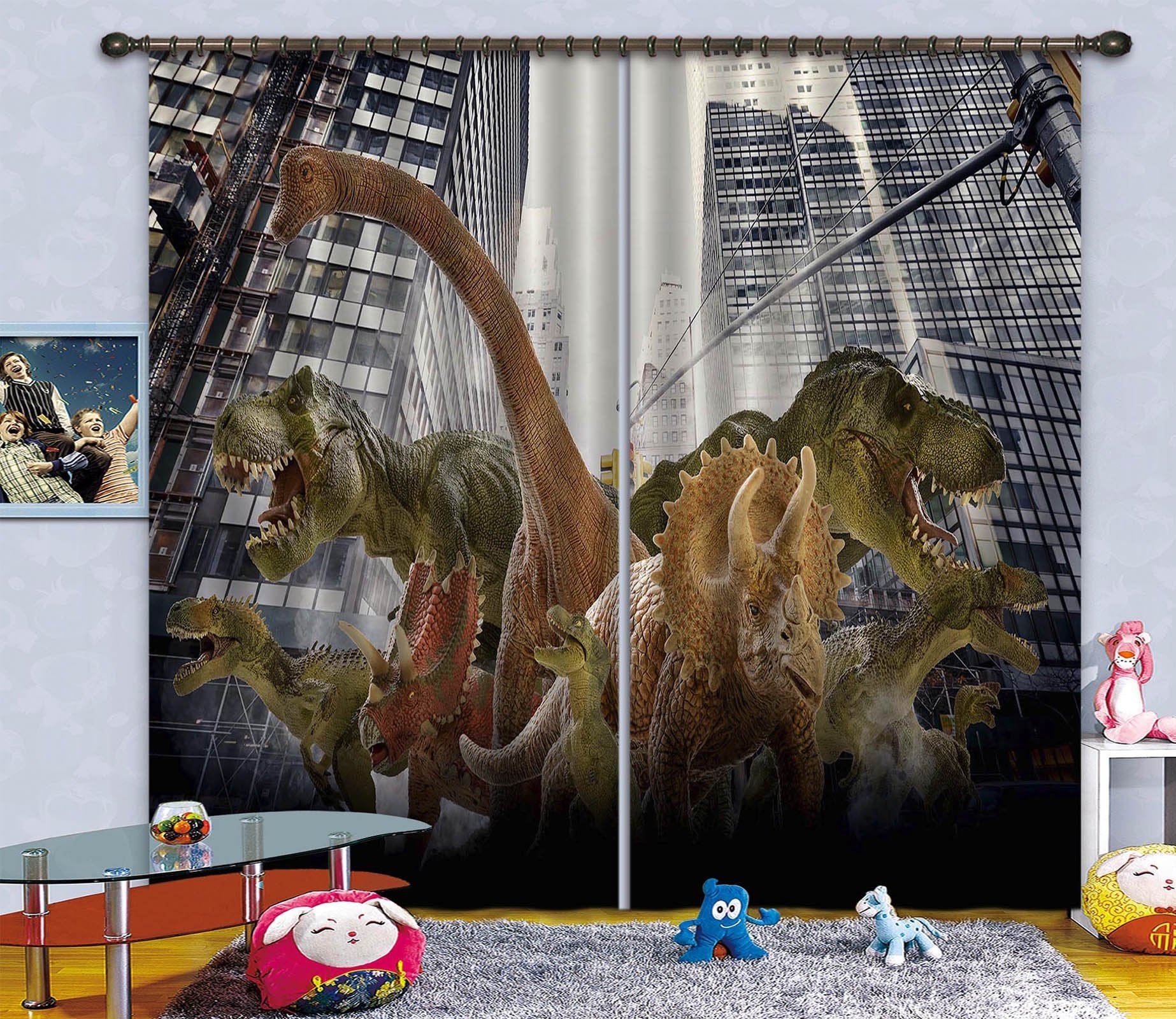 3D Building Dinosaurs 151 Curtains Drapes Curtains AJ Creativity Home 