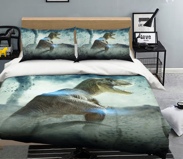 3D Tyrannosaurus Tornado 091 Bed Pillowcases Quilt Wallpaper AJ Wallpaper 