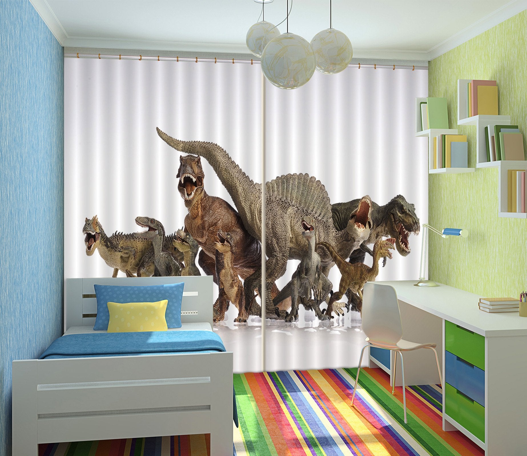 3D Dinosaur Group 141 Curtains Drapes Curtains AJ Creativity Home 