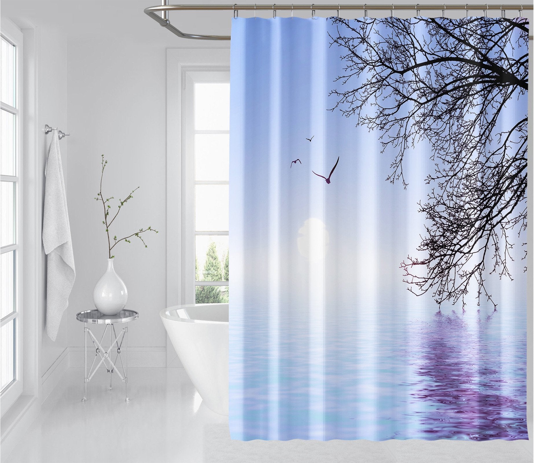 3D Moon Lake Water 049 Shower Curtain 3D Shower Curtain AJ Creativity Home 