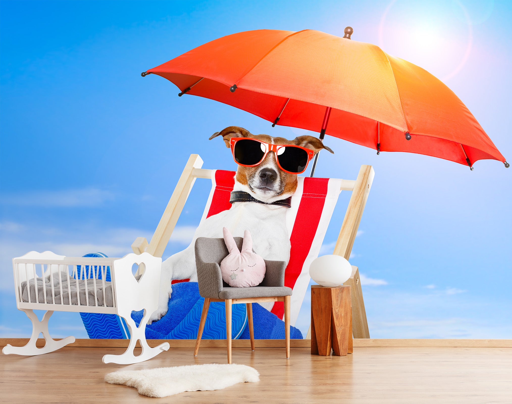 3D Puppy Umbrella 371 Wall Murals