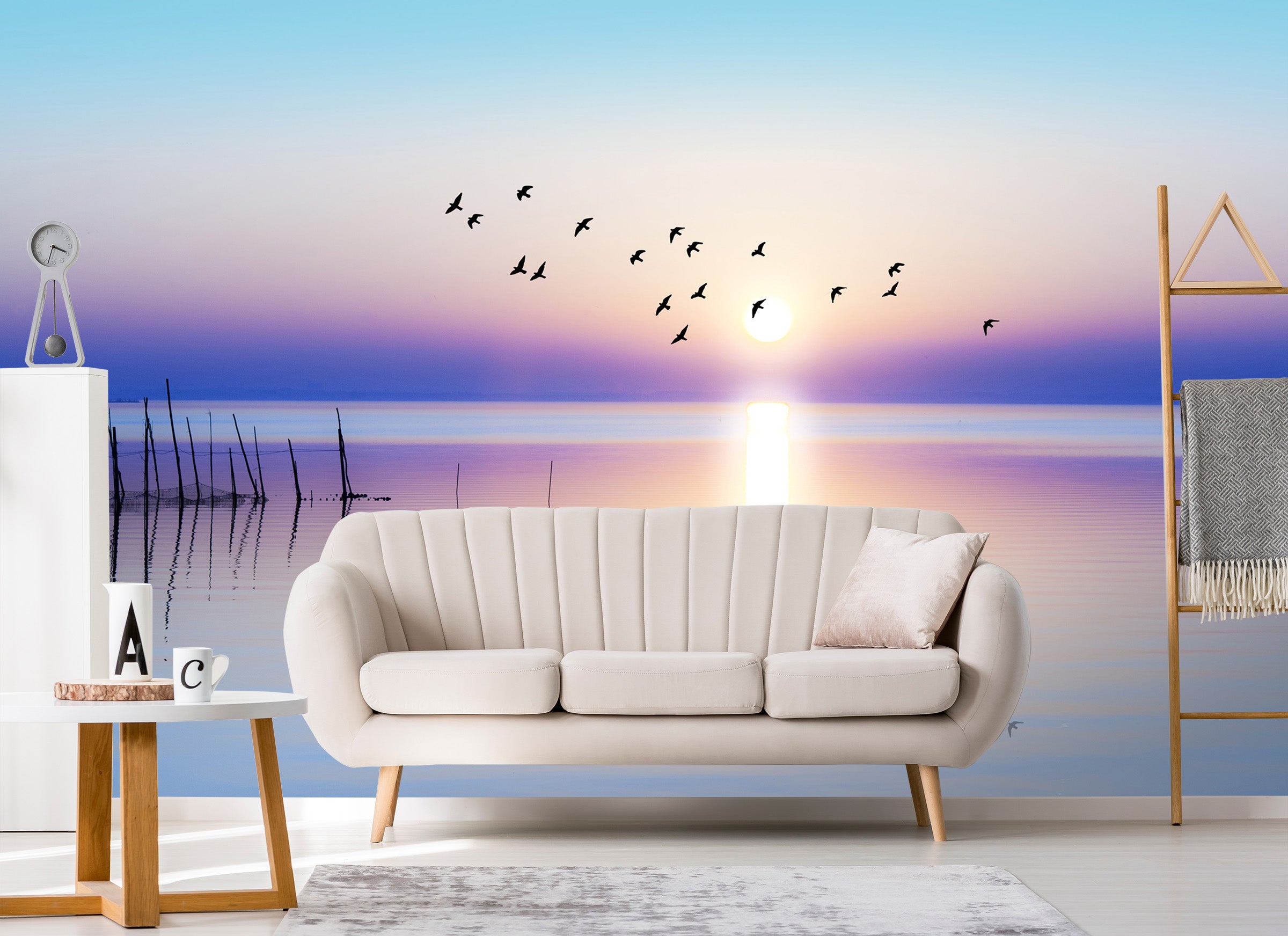 3D Sunset Bird Lake 1133 Wall Murals