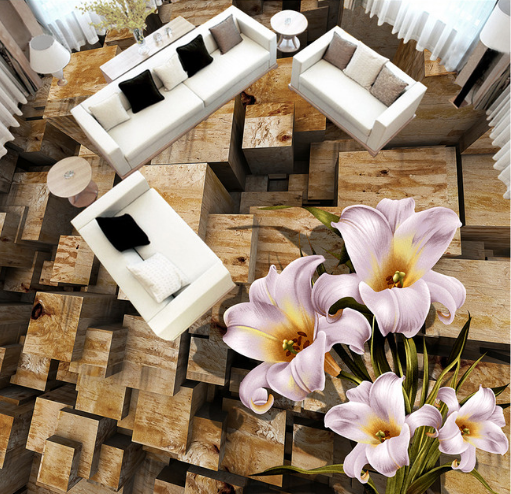 3D Lily Flower 072 Floor Mural Wallpaper AJ Wallpaper 2 