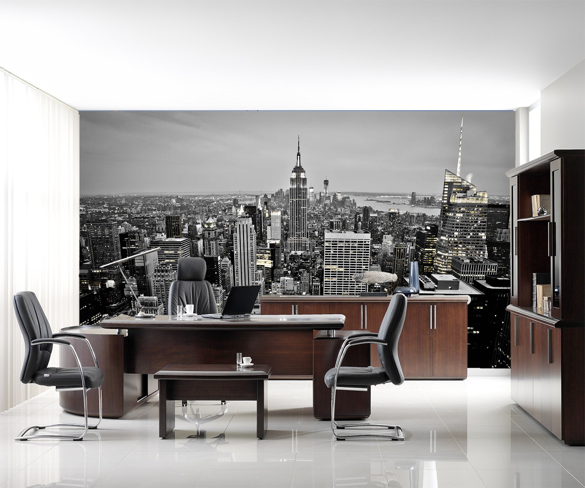 3D Black City 072 Wall Murals