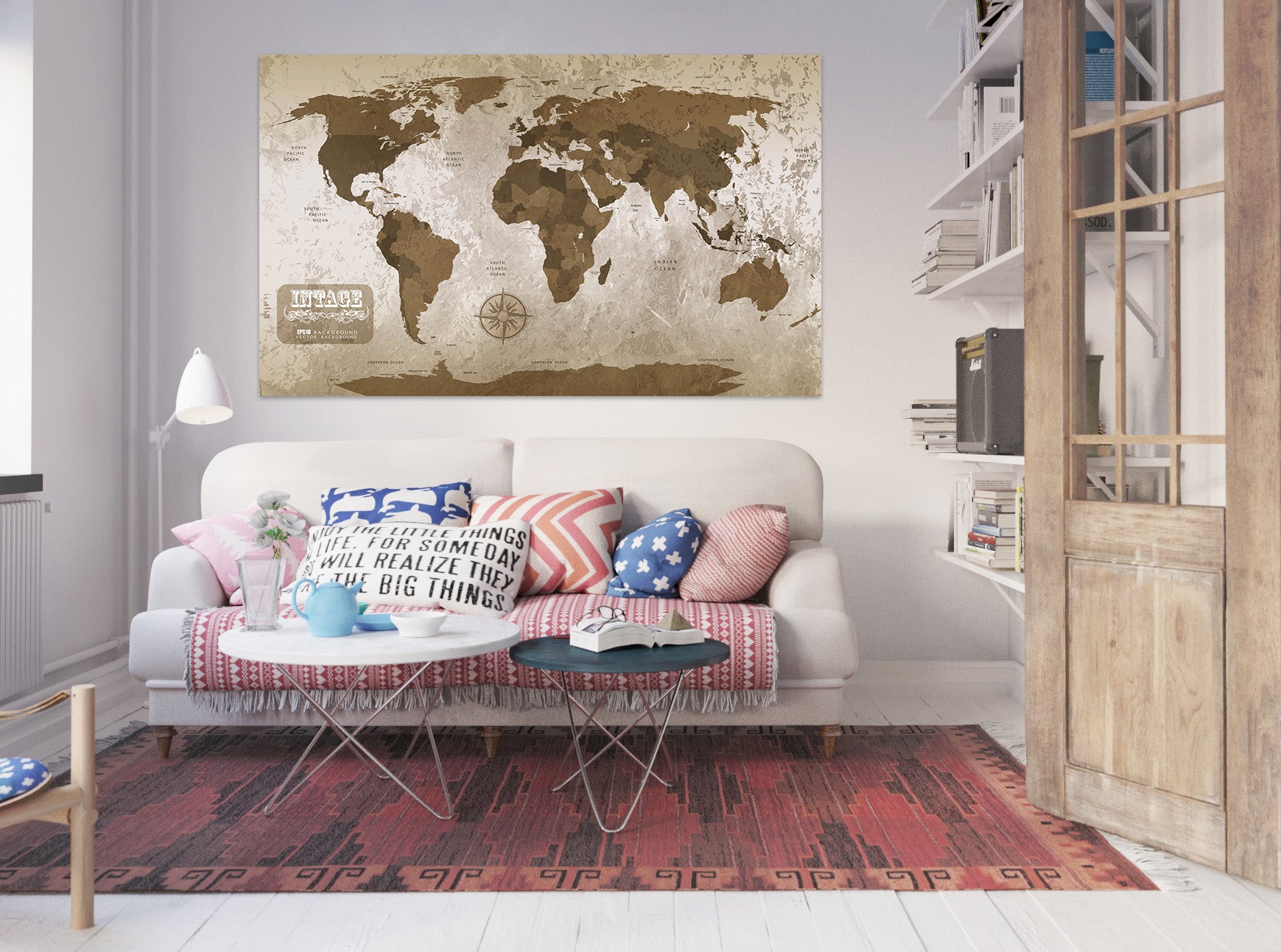 3D Abstract Pattern 210 World Map Wall Sticker