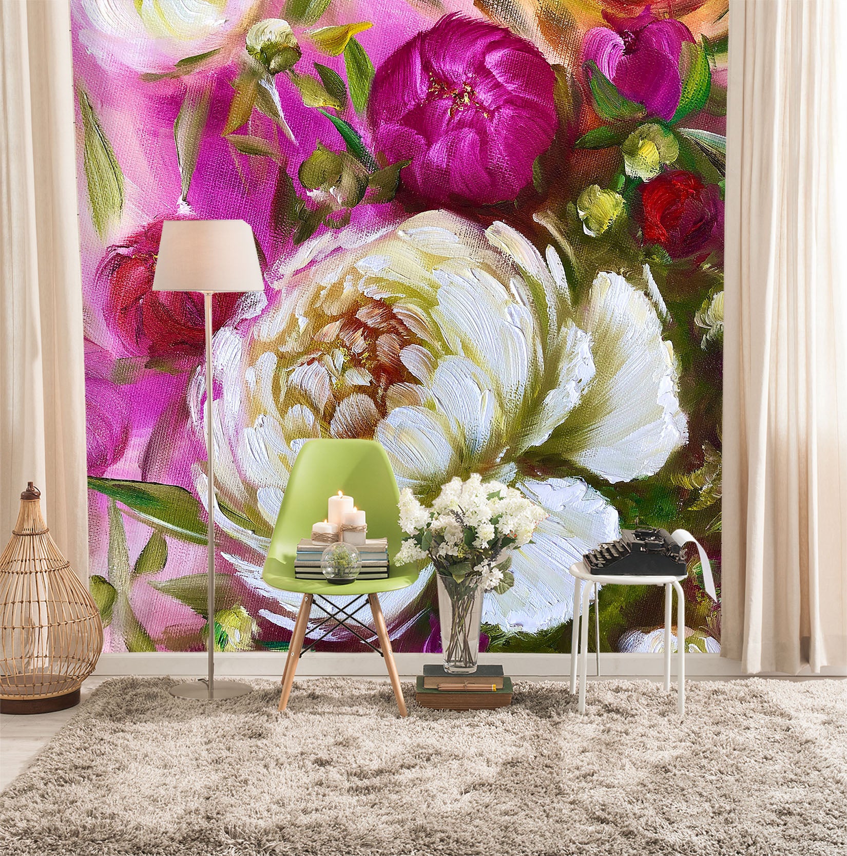 3D Hand Painted Flowers 255 Skromova Marina Wall Mural Wall Murals