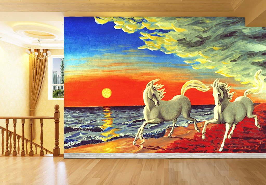 3D Sunset Glow Horse 34 Wallpaper AJ Wallpaper 